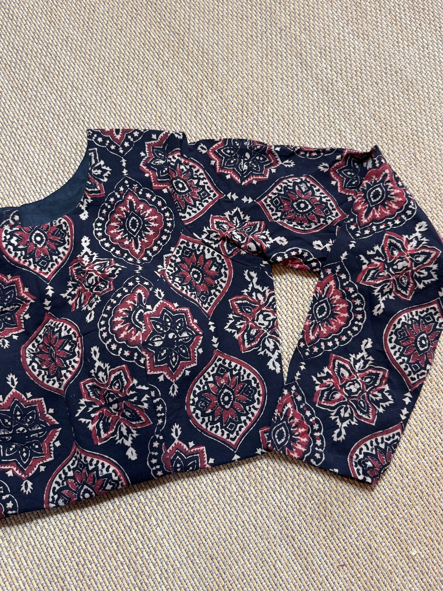Ready Made Ajrakh Cotton Saree blouse