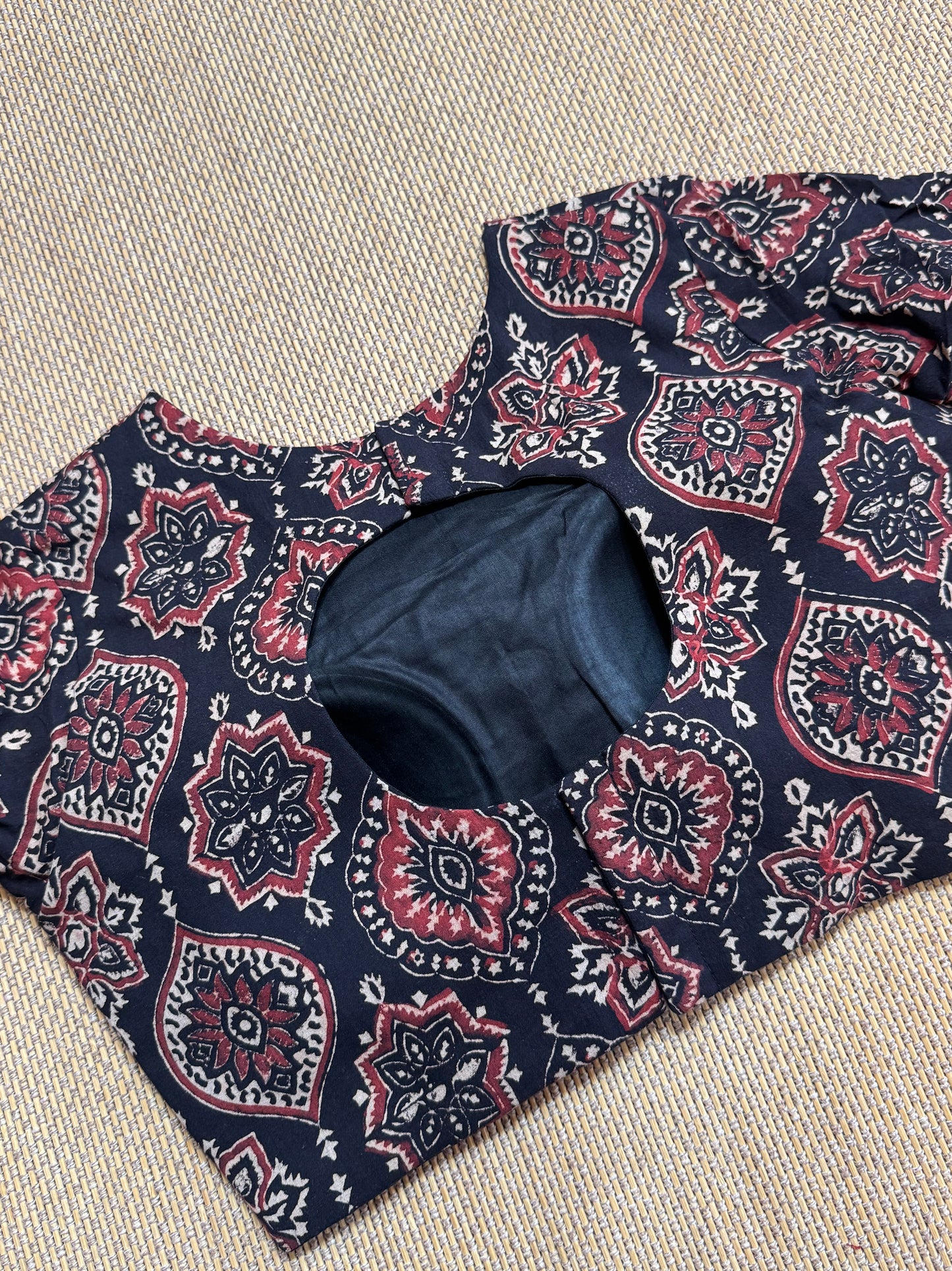 Ready Made Ajrakh Cotton Saree blouse