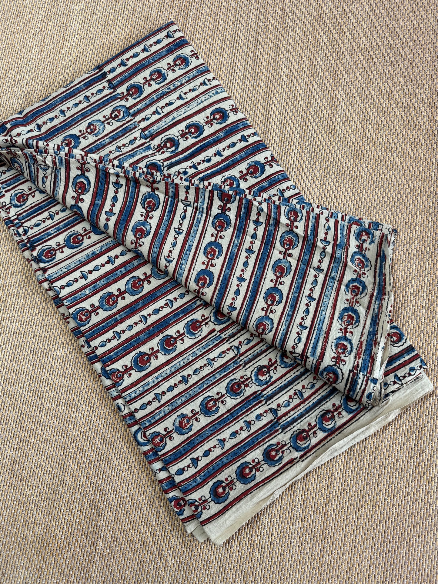 Pure Hand Block Print Ajrakh on Cotton Fabric