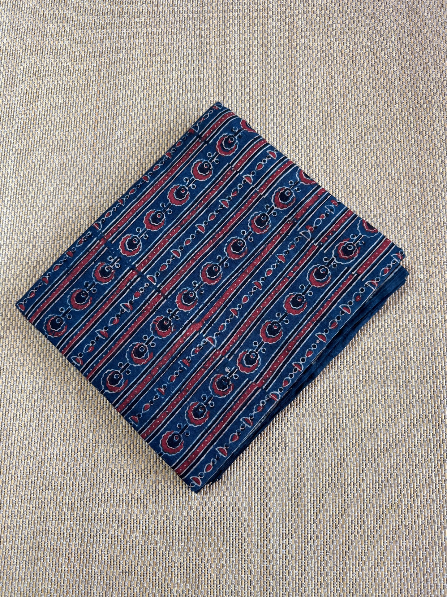 6 meters available ! Pure Hand Block Print Ajrakh on Cotton Fabric