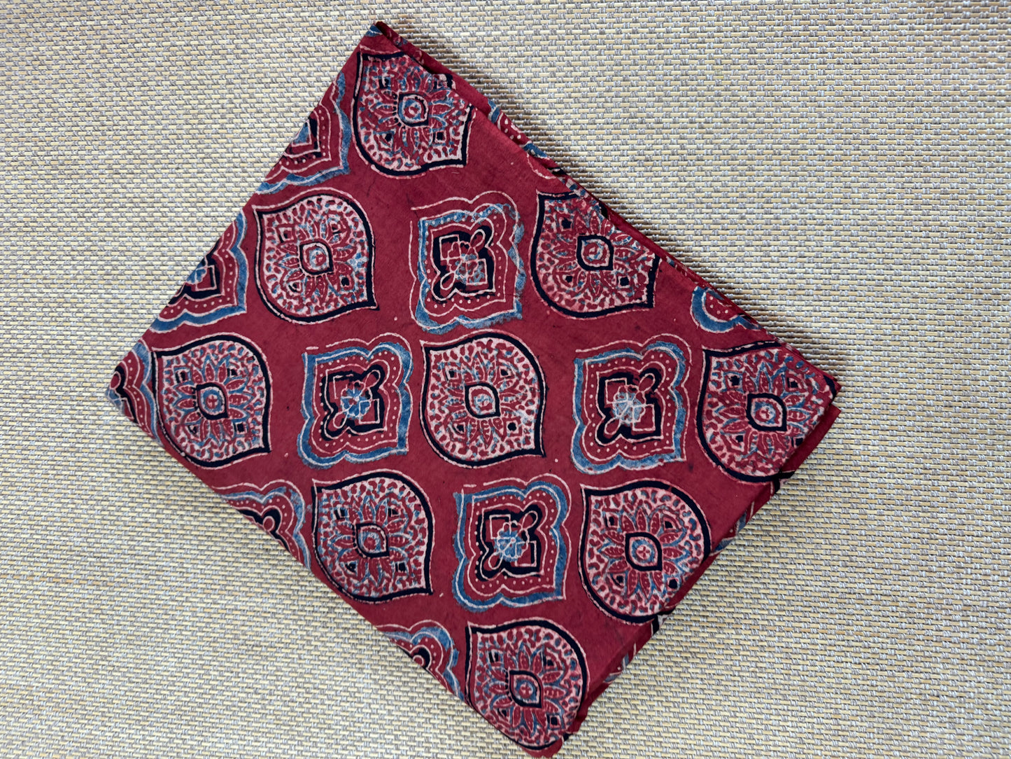 Pure Hand Block Print Ajrakh on Cotton Fabric