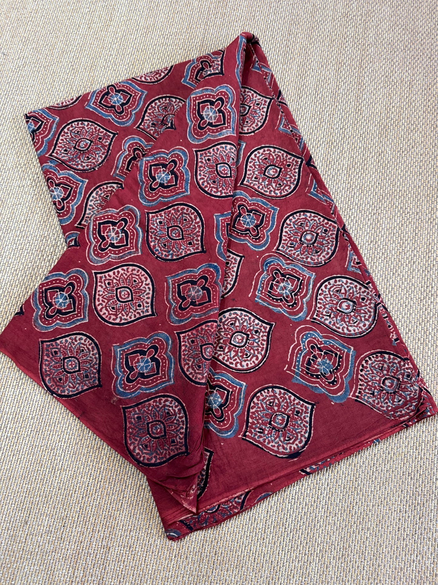 Pure Hand Block Print Ajrakh on Cotton Fabric