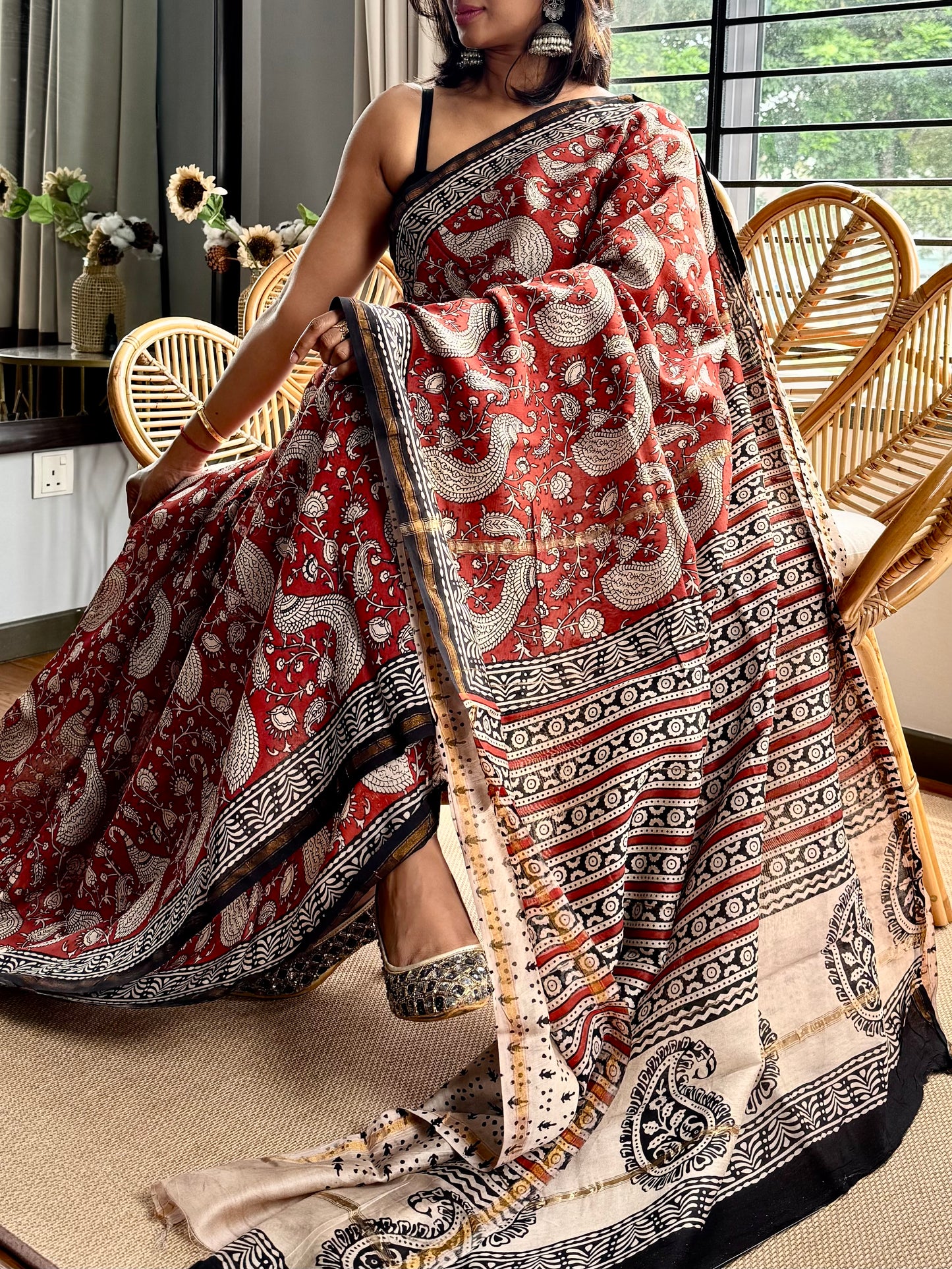 Block print on silk cotton saree