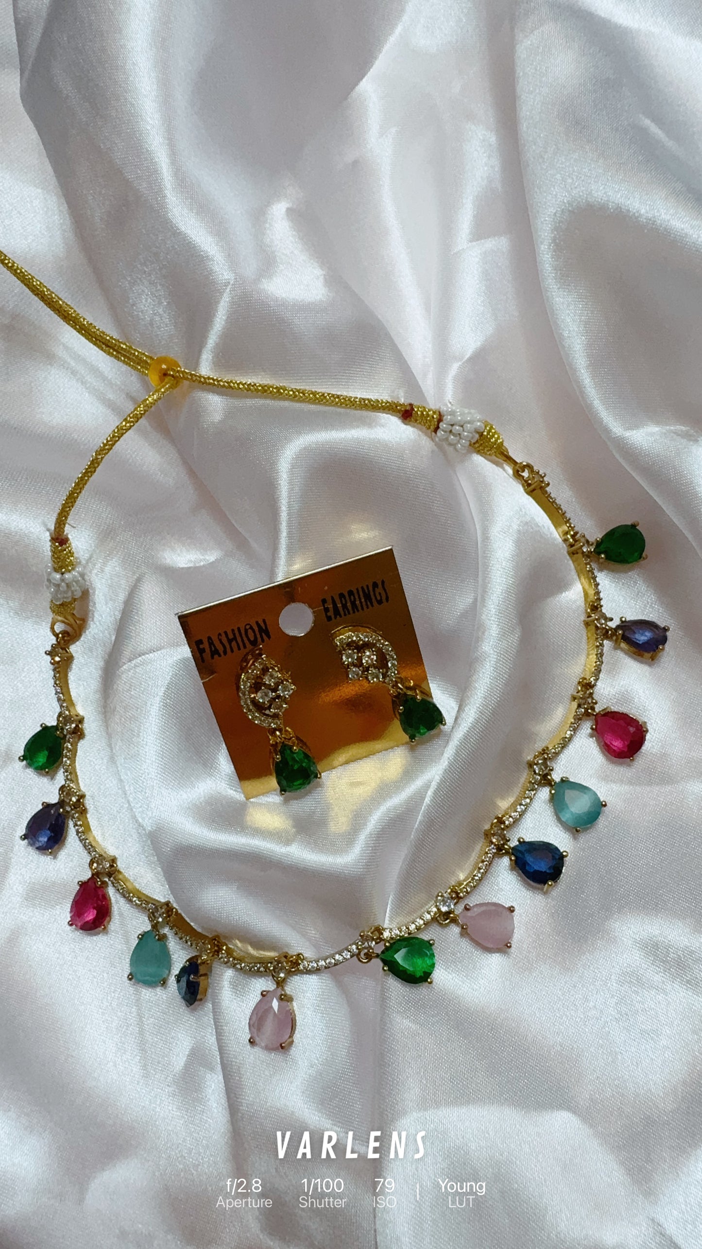 MULTICOLOUR - Hanging tear - Trending stylish and minimal elegant neckwear with earrings