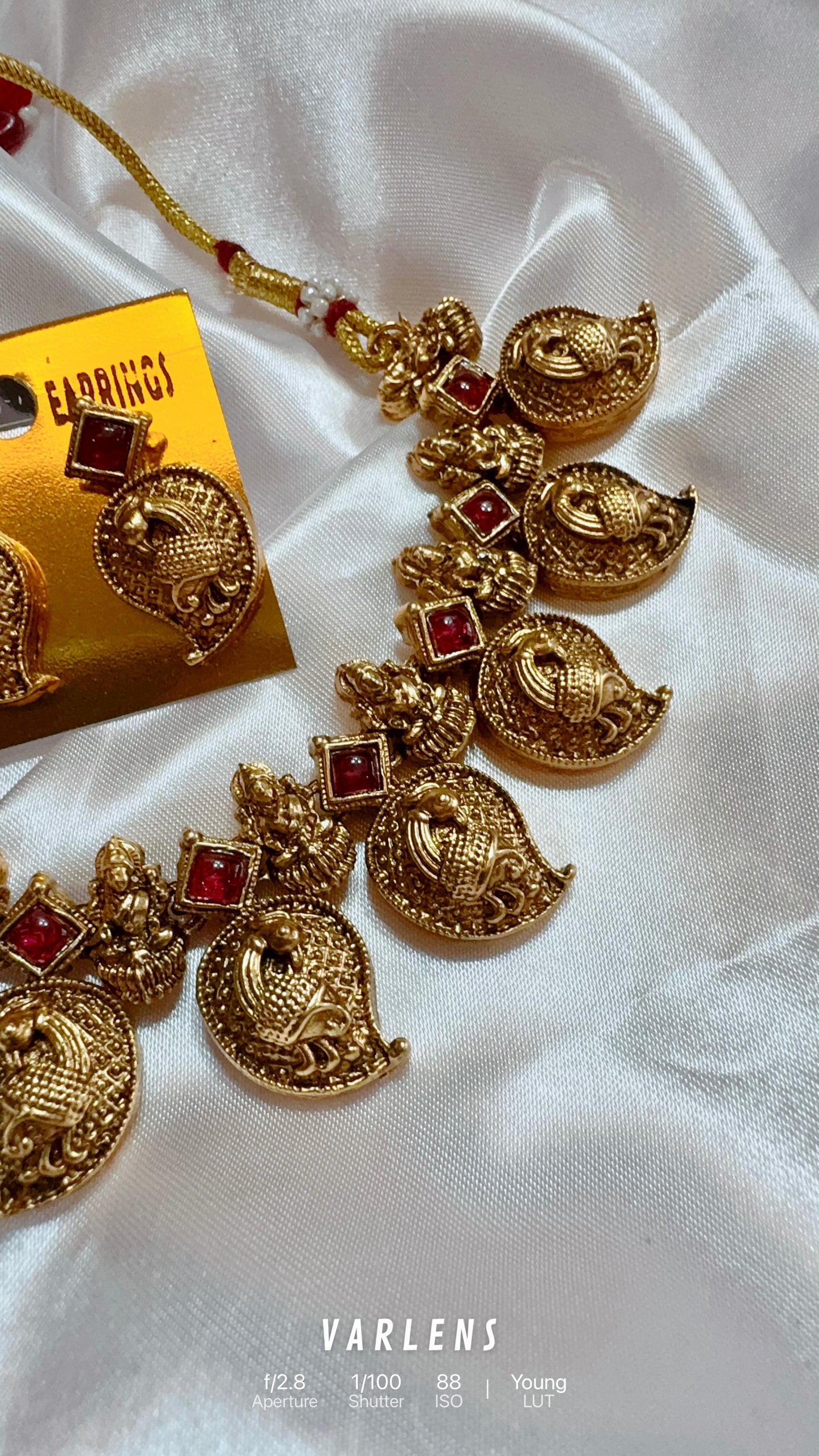 RUBY HOT SELLING MANGO PEACOCK Traditional south indian NORMAL MATTE neckwear with earrings-