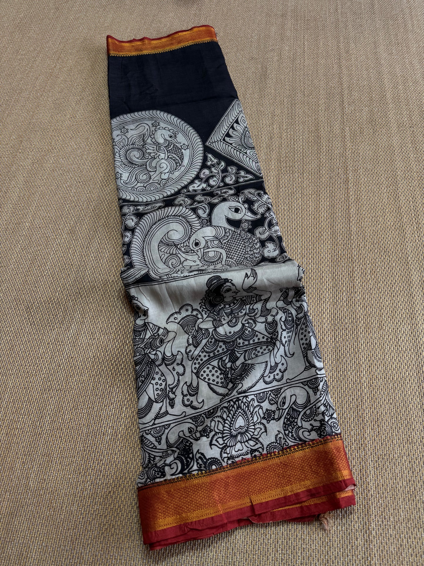 Nellore Silk Kalamkari Print Saree with Nizam Border