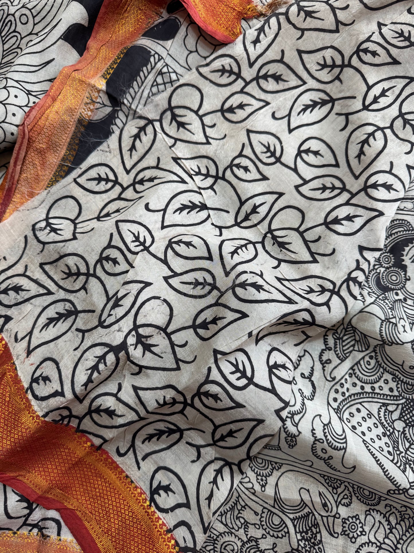 Nellore Silk Kalamkari Print Saree with Nizam Border