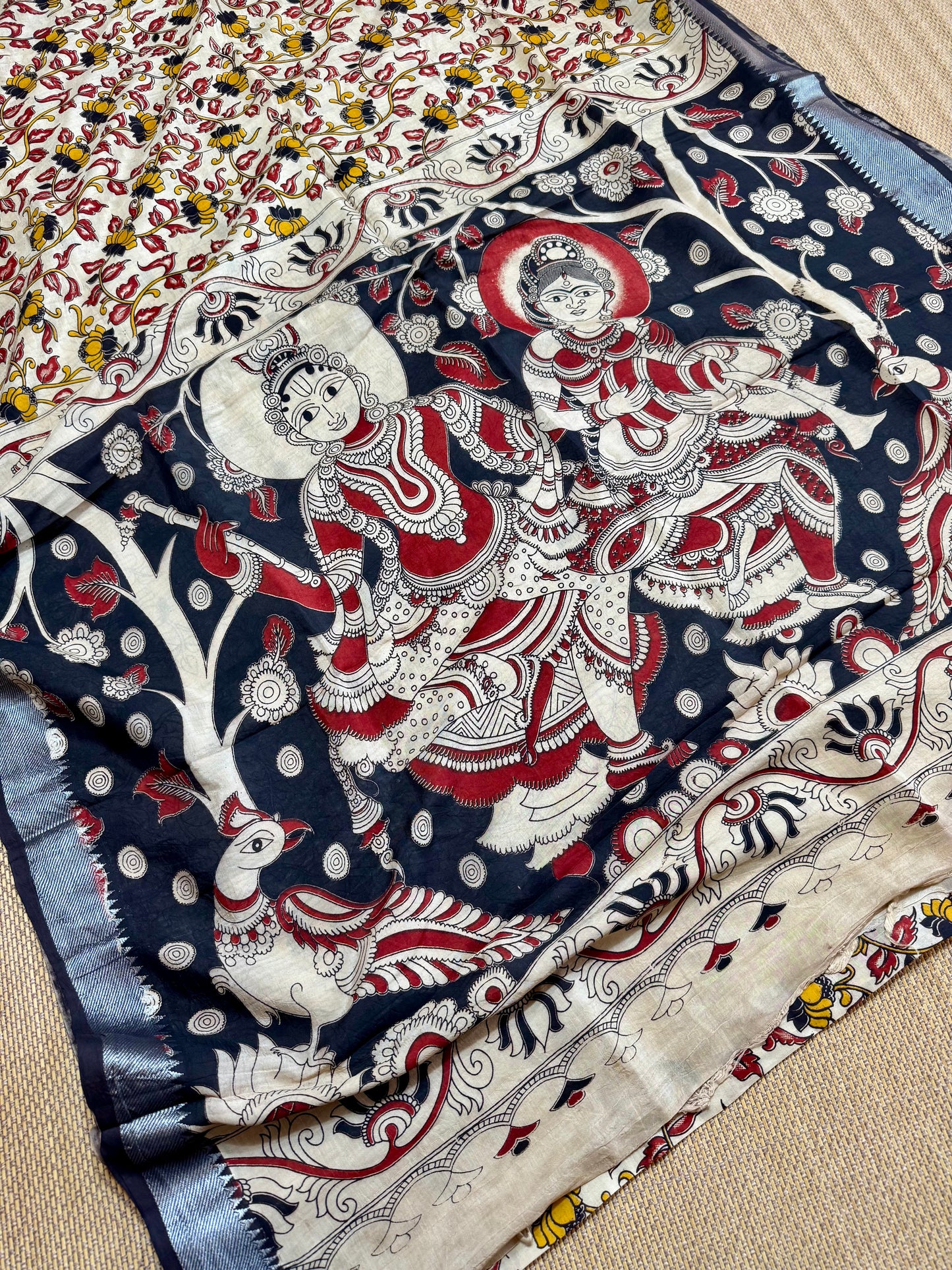 Nellore Silk Kalamkari Print Saree with Nizam Border