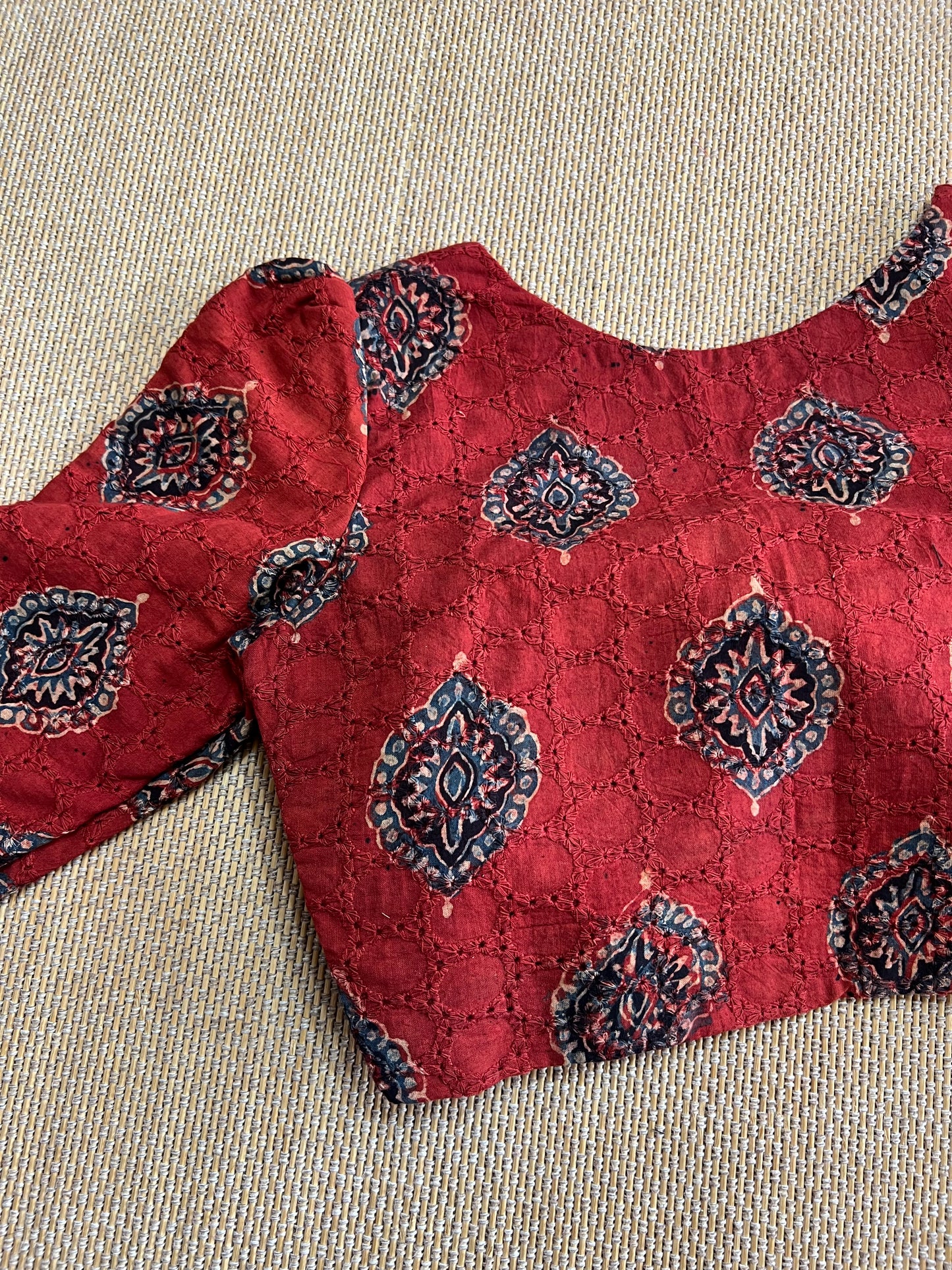 Hakoba cotton ajrakh ready made blouse