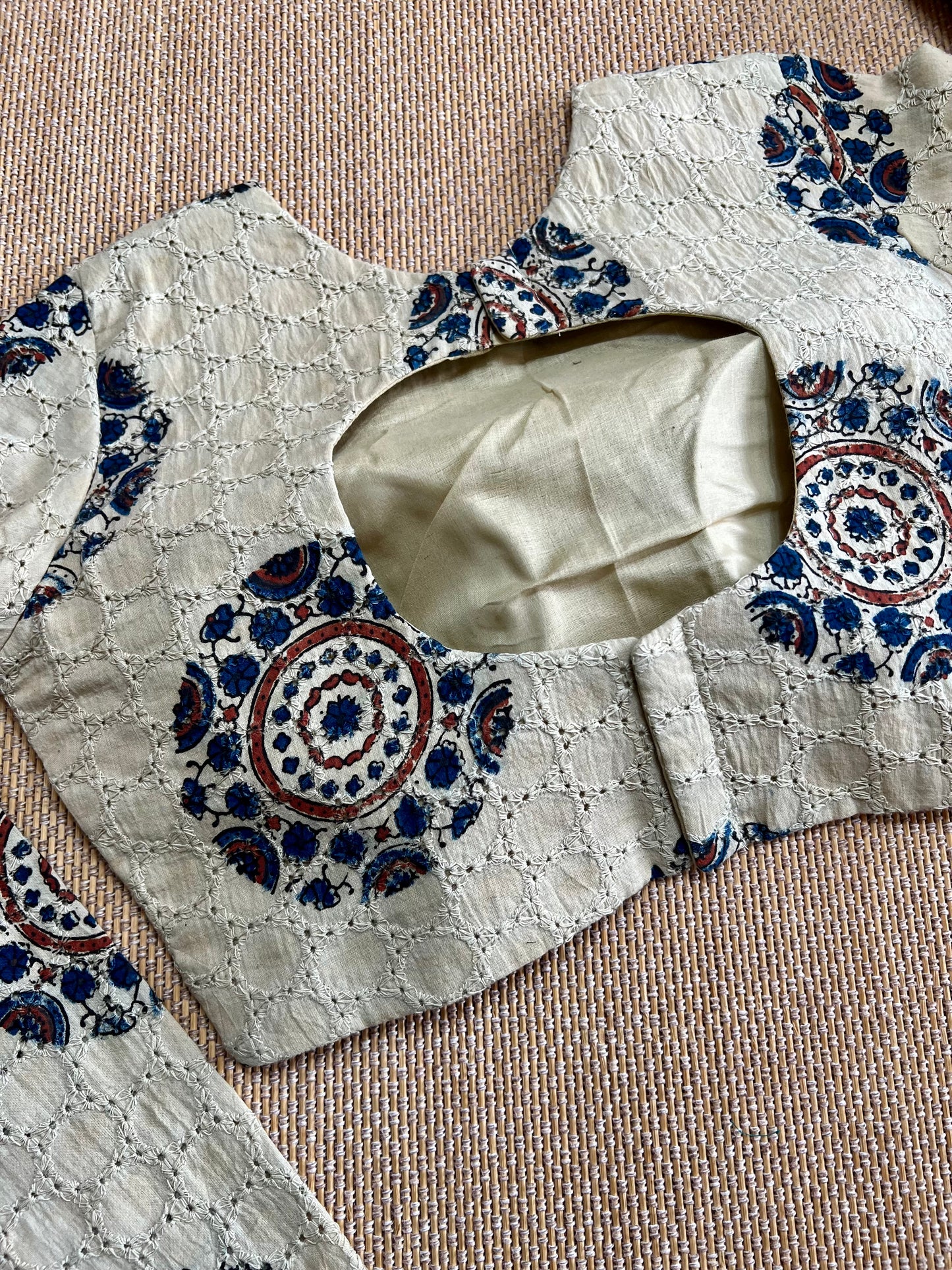 Hakoba cotton ajrakh ready made blouse