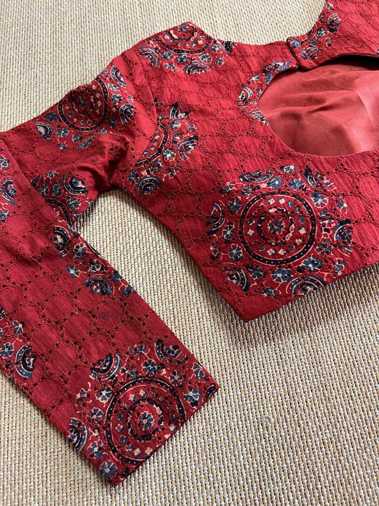 Hakoba cotton ajrakh ready made blouse