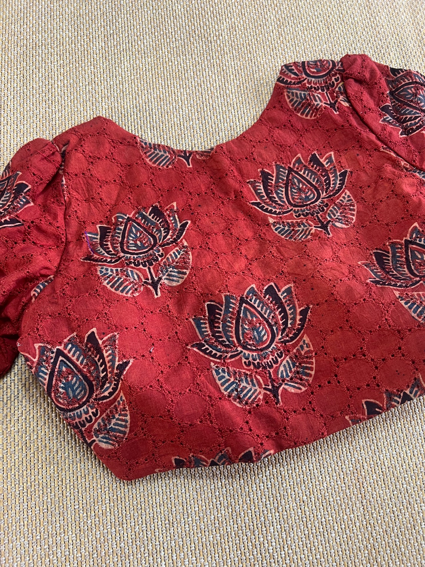 Hakoba cotton ajrakh ready made blouse