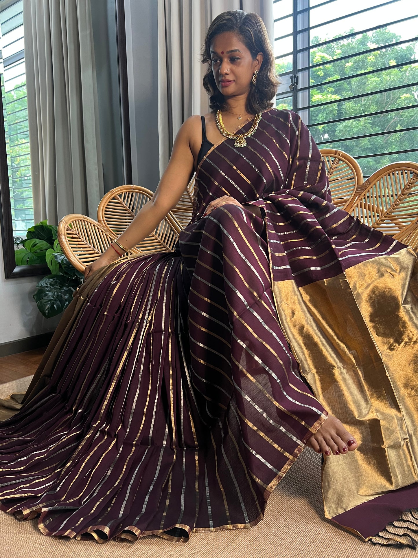 4 pedal loom Maheswar silk cotton saree
