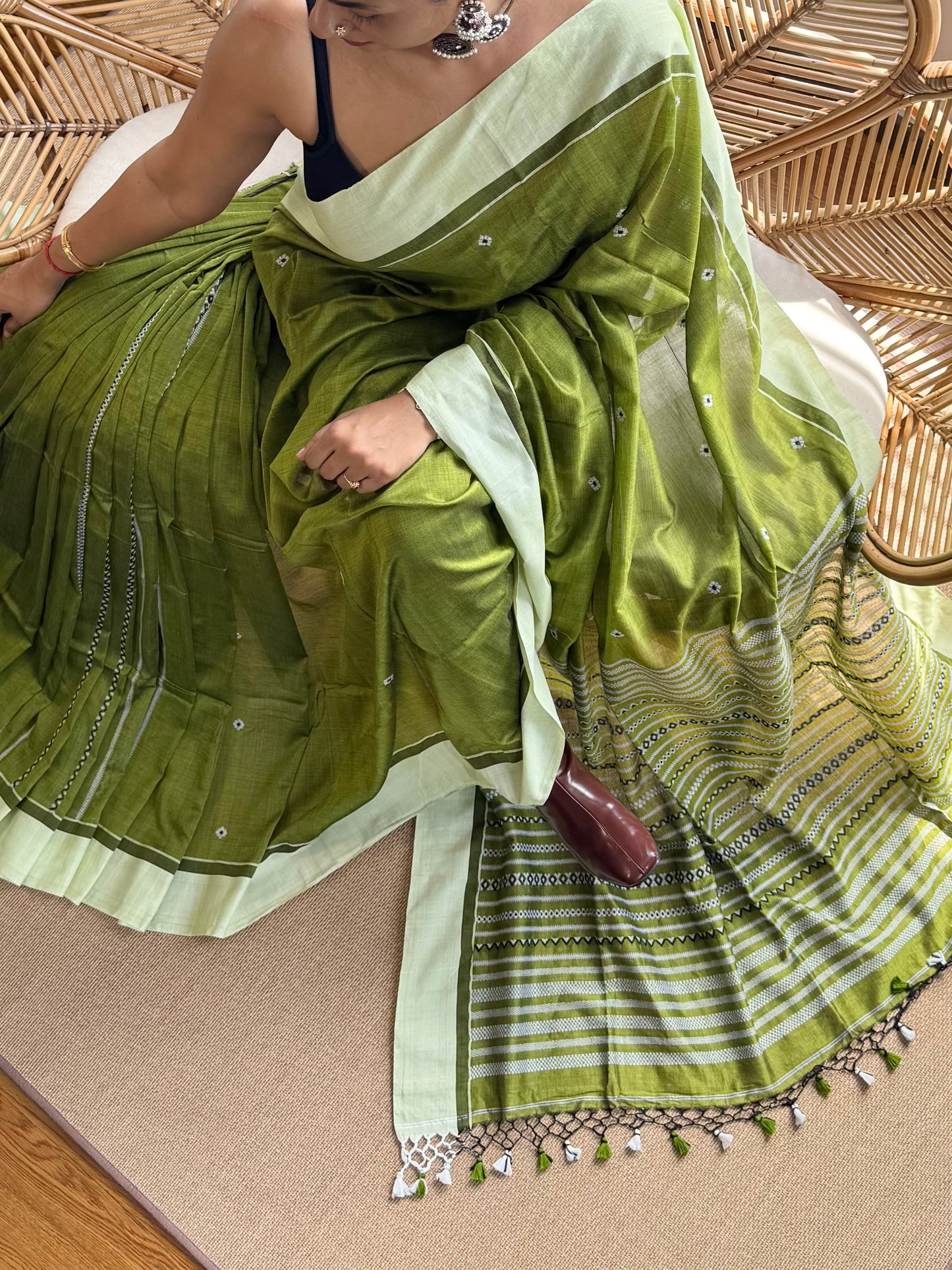 Bengal Loomz - Soft Patli Khadi Cotton Saree