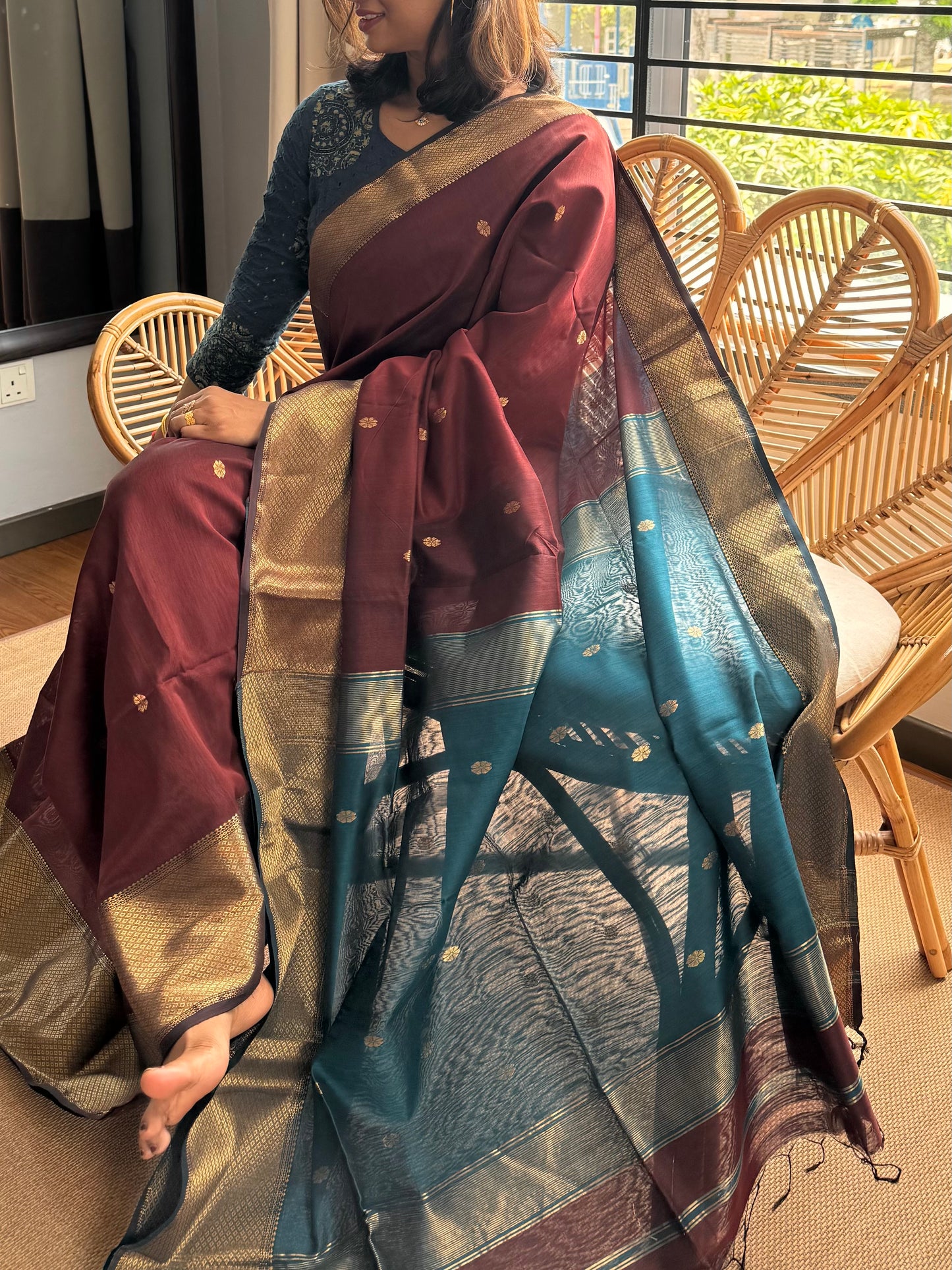 Pure Handloom Maheswar Silk Cotton Saree