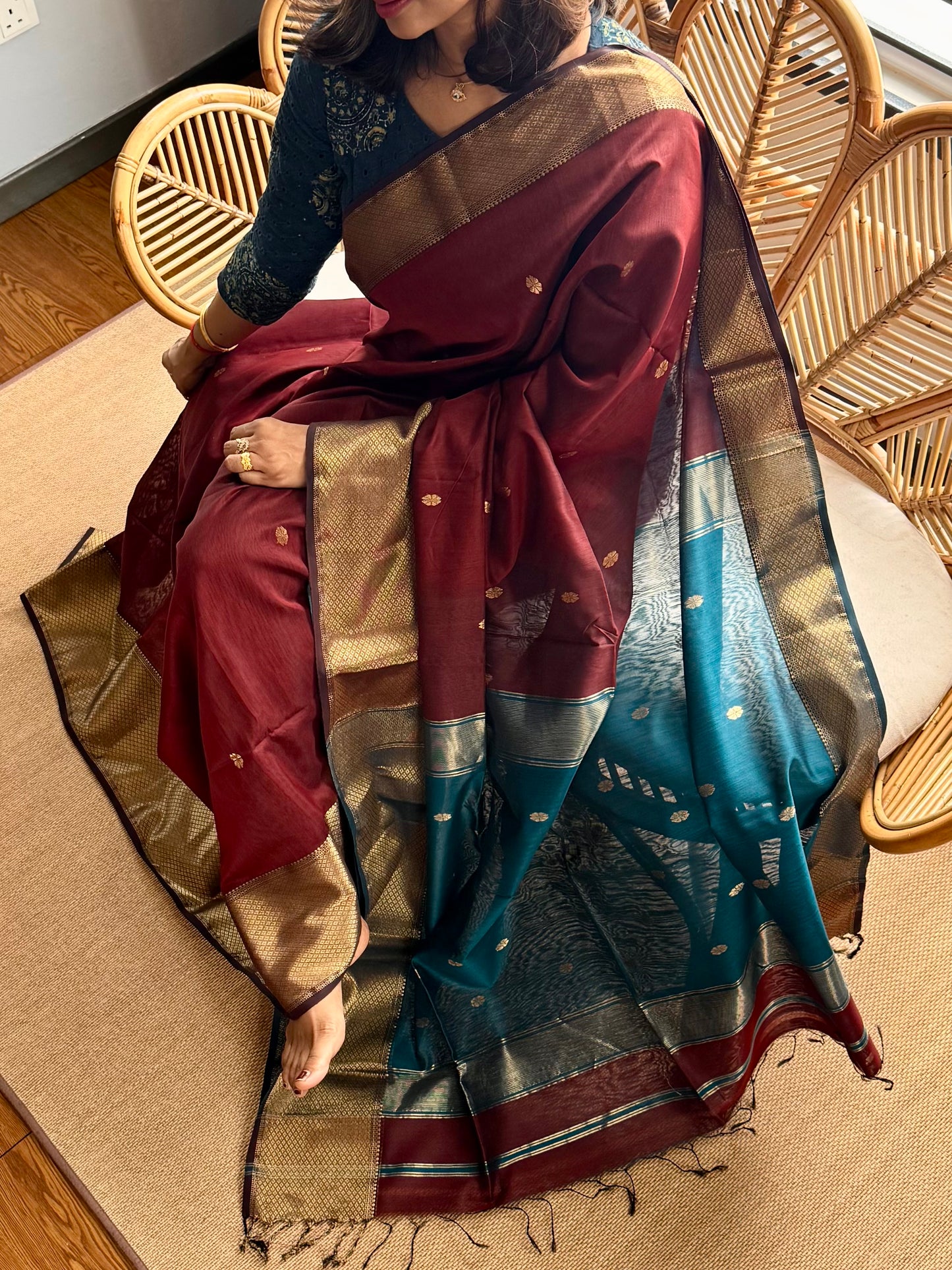 Pure Handloom Maheswar Silk Cotton Saree