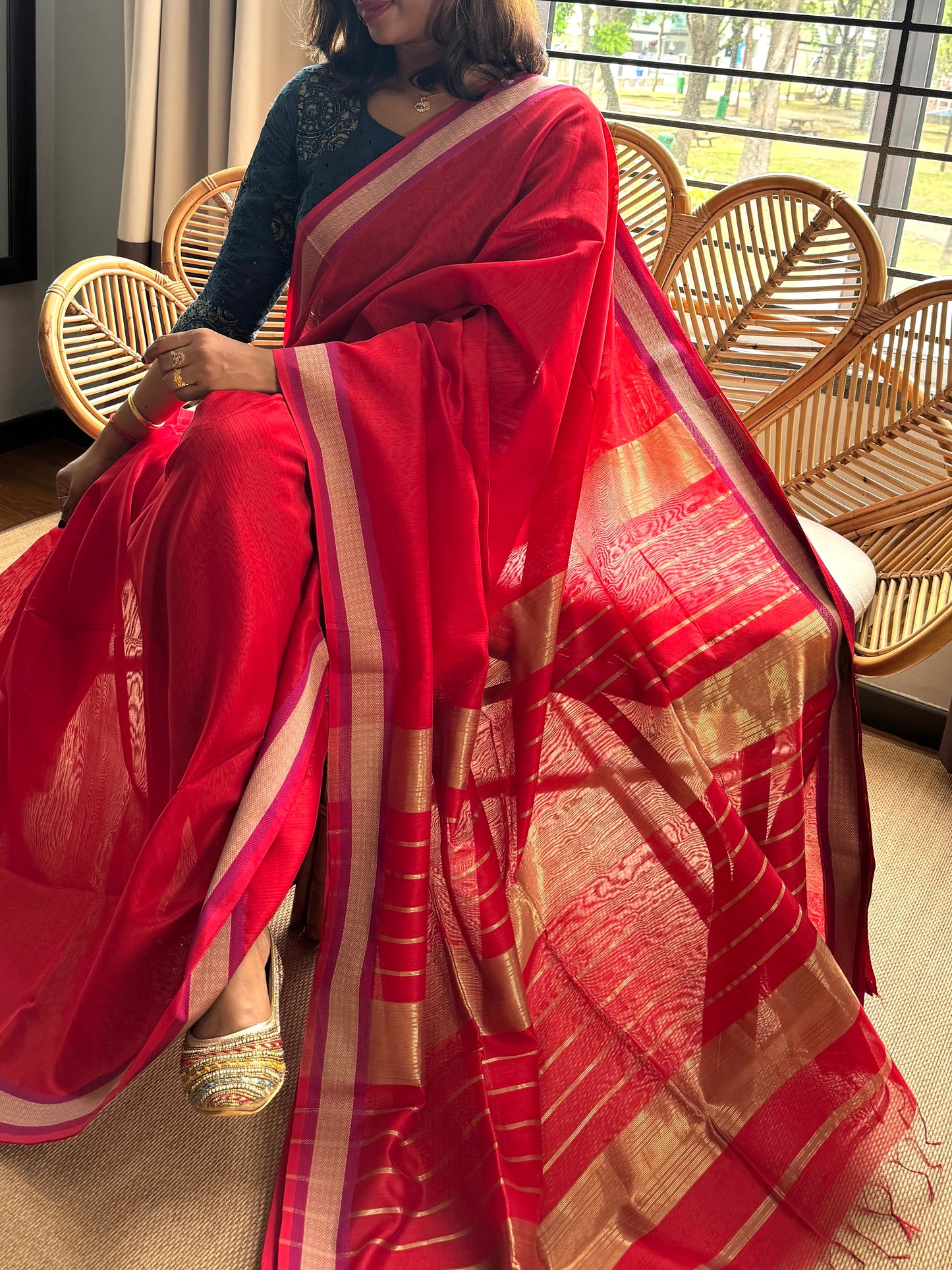 Pure Handloom Maheswar Silk Cotton Saree