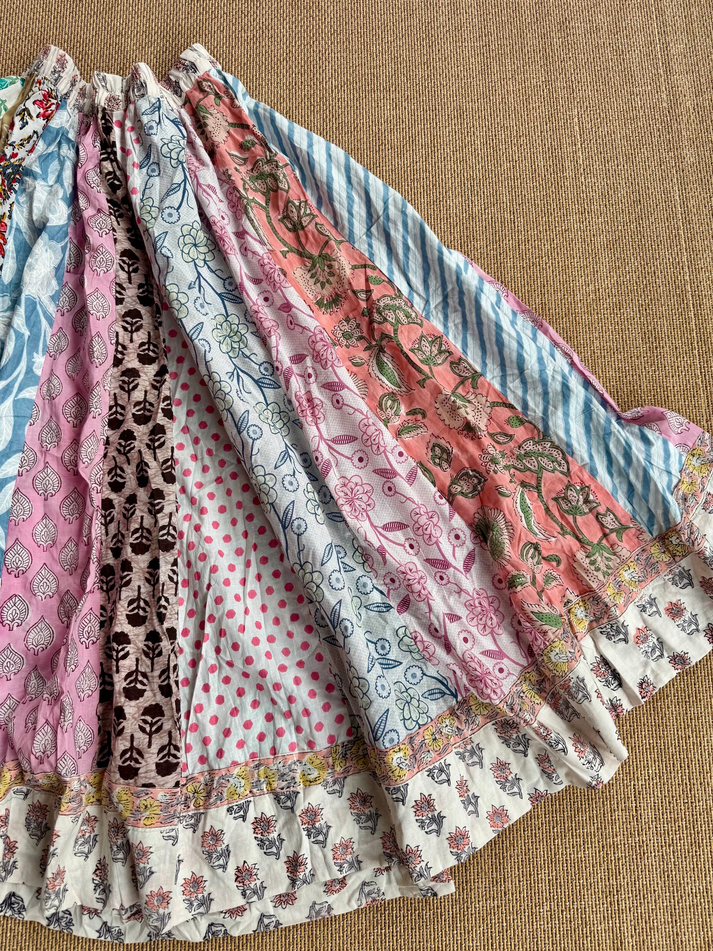 3/4 Patch work Ajrakh flair Skirt