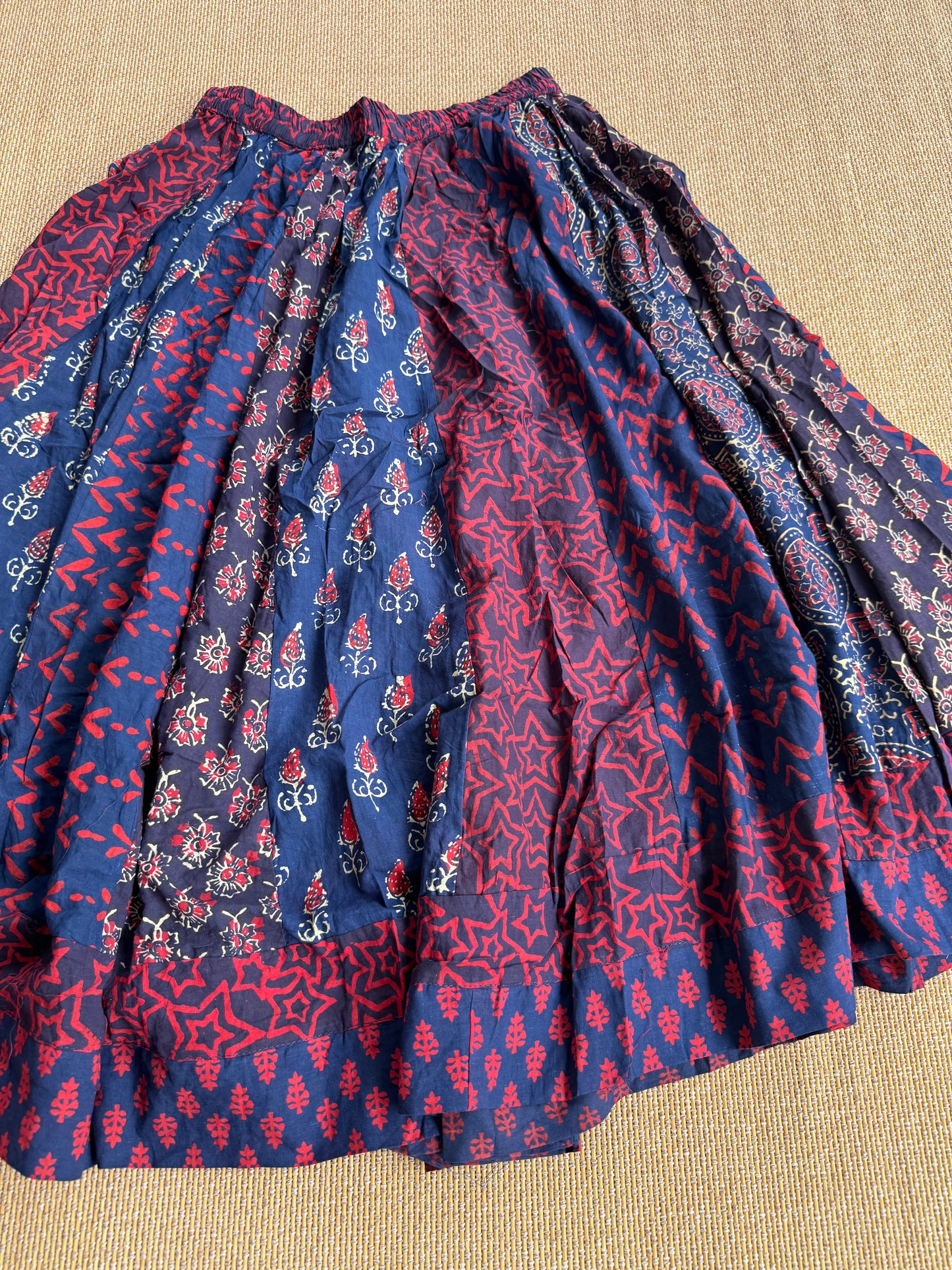 3/4 Patch work Ajrakh flair Skirt