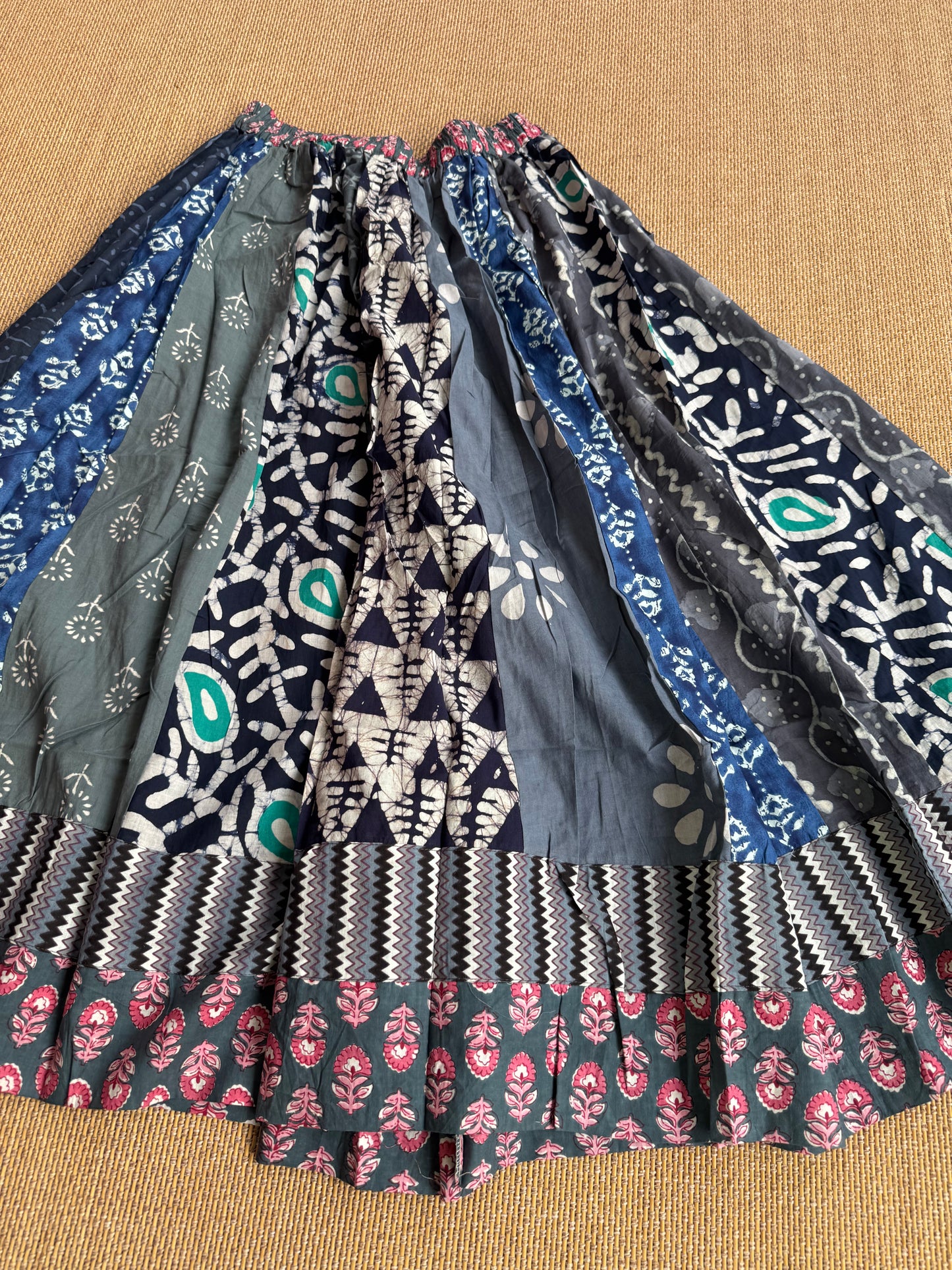 3/4 Patch work Ajrakh flair Skirt