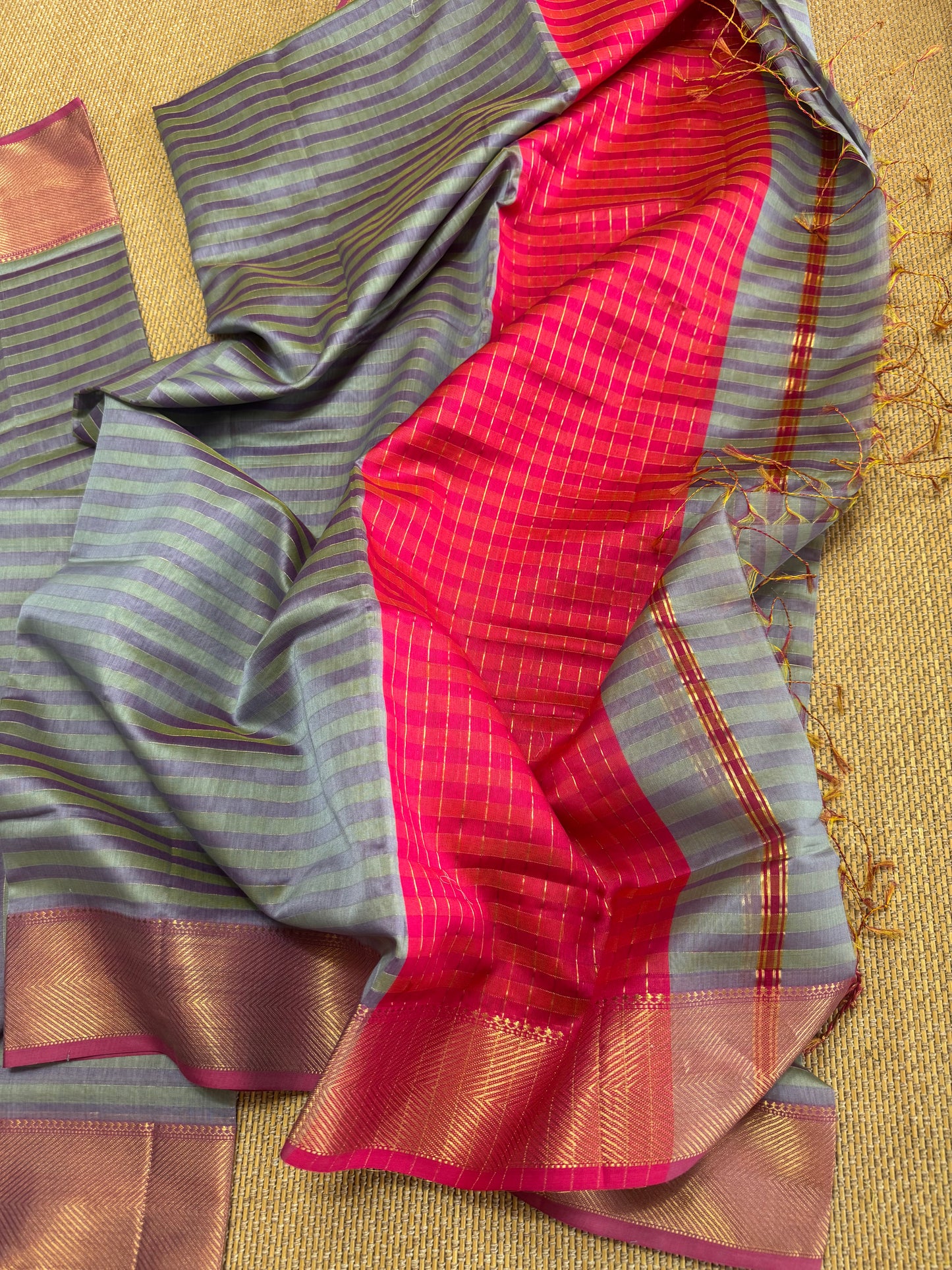 Pure Handloom Maheswari Silk Cotton Salwar Suit