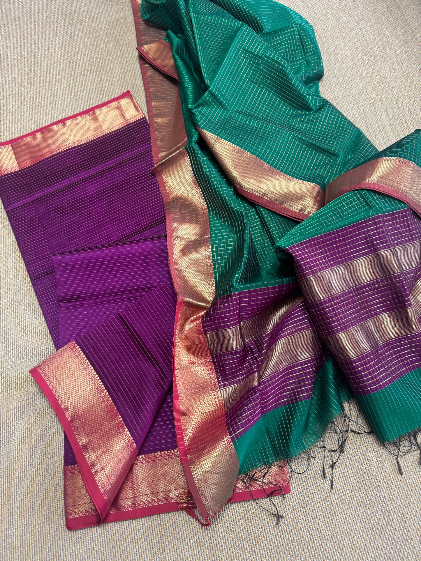 Pure Handloom Maheswari Silk Cotton Salwar Suit