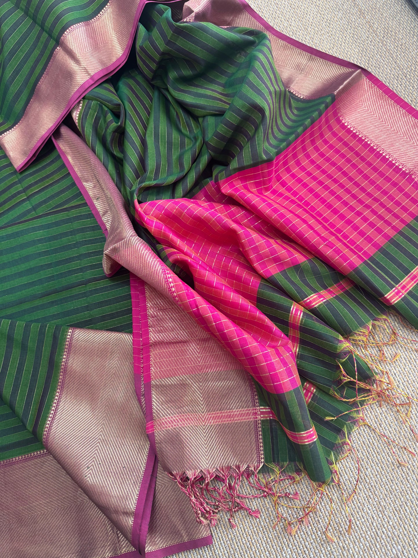 Pure Handloom Maheswari Silk Cotton Salwar Suit