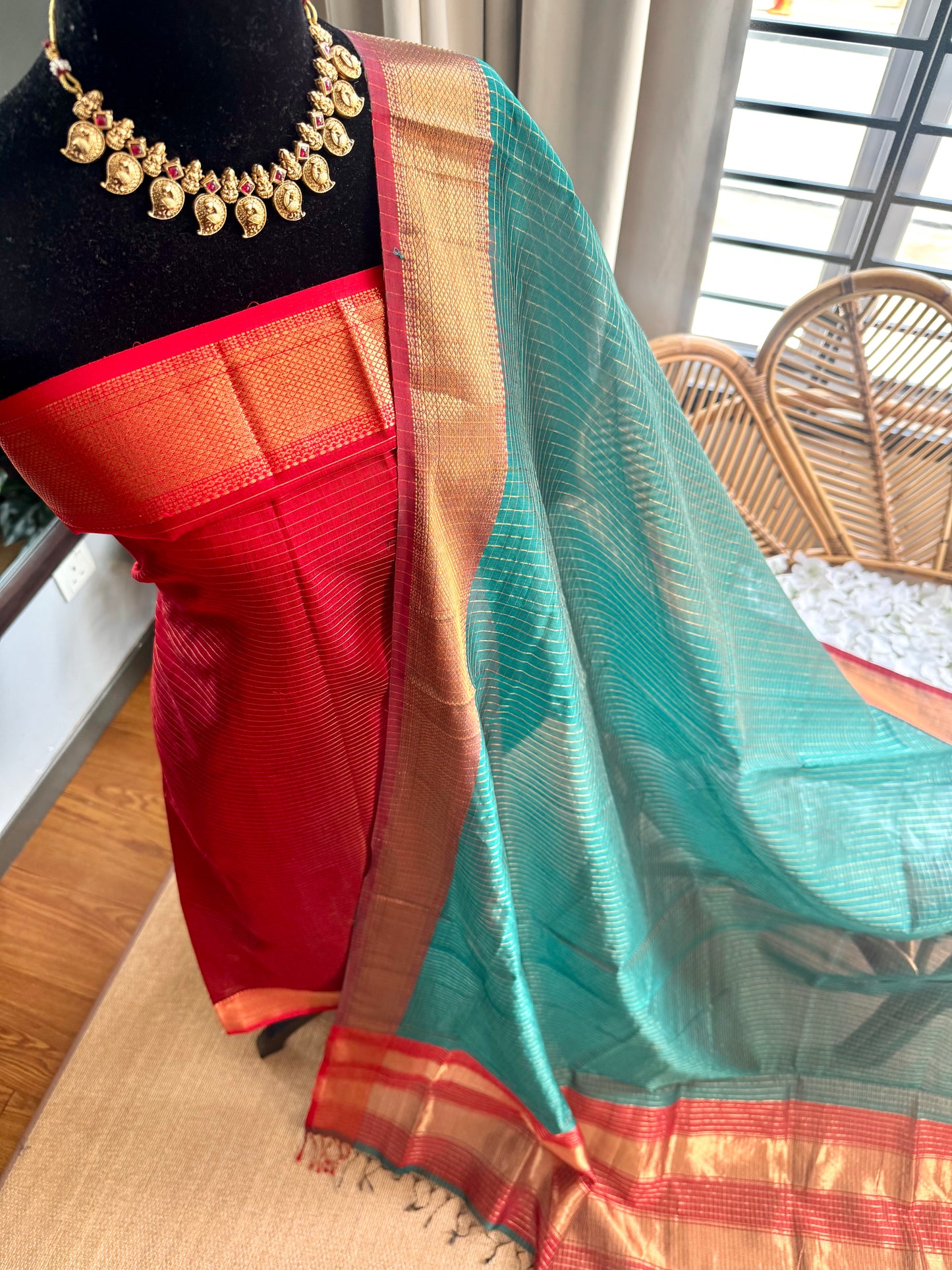 Pure Handloom Maheswari Silk Cotton Salwar Suit