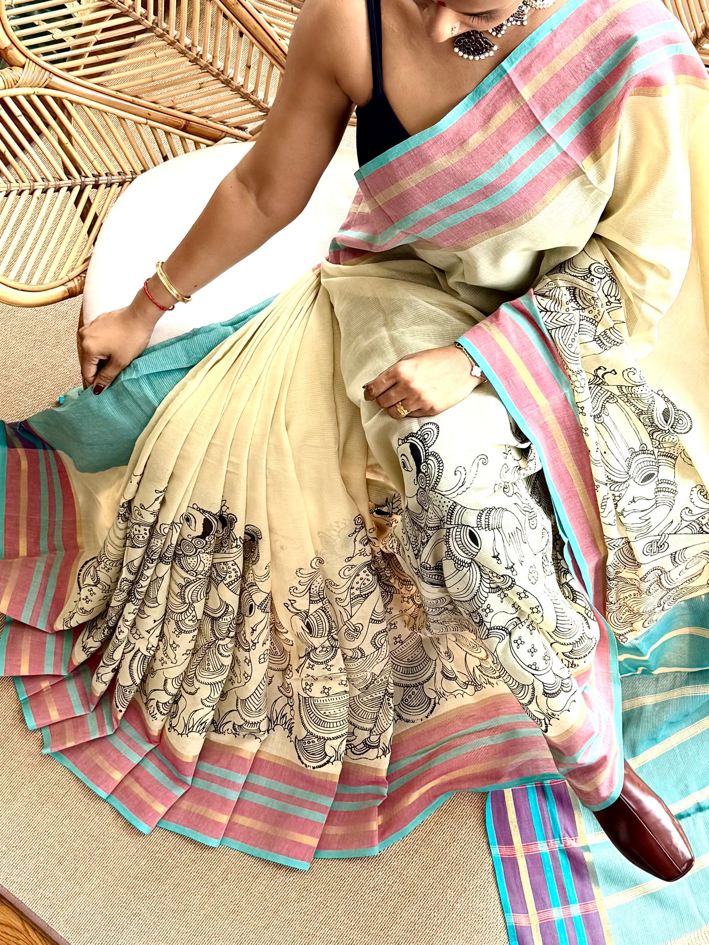 Pen Kalamkari Saree
