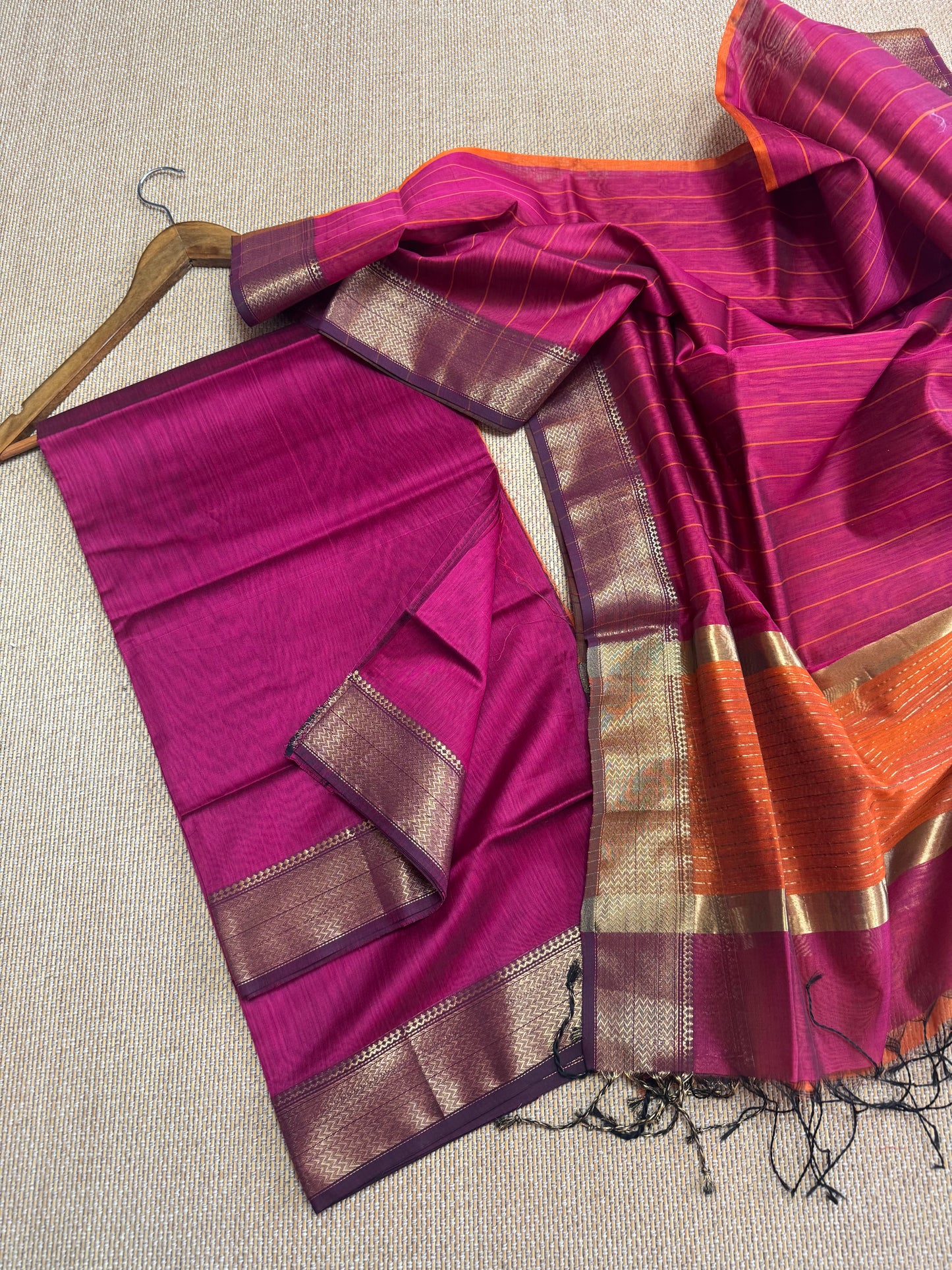 Pure Handloom Maheswari Silk Cotton Salwar Suit