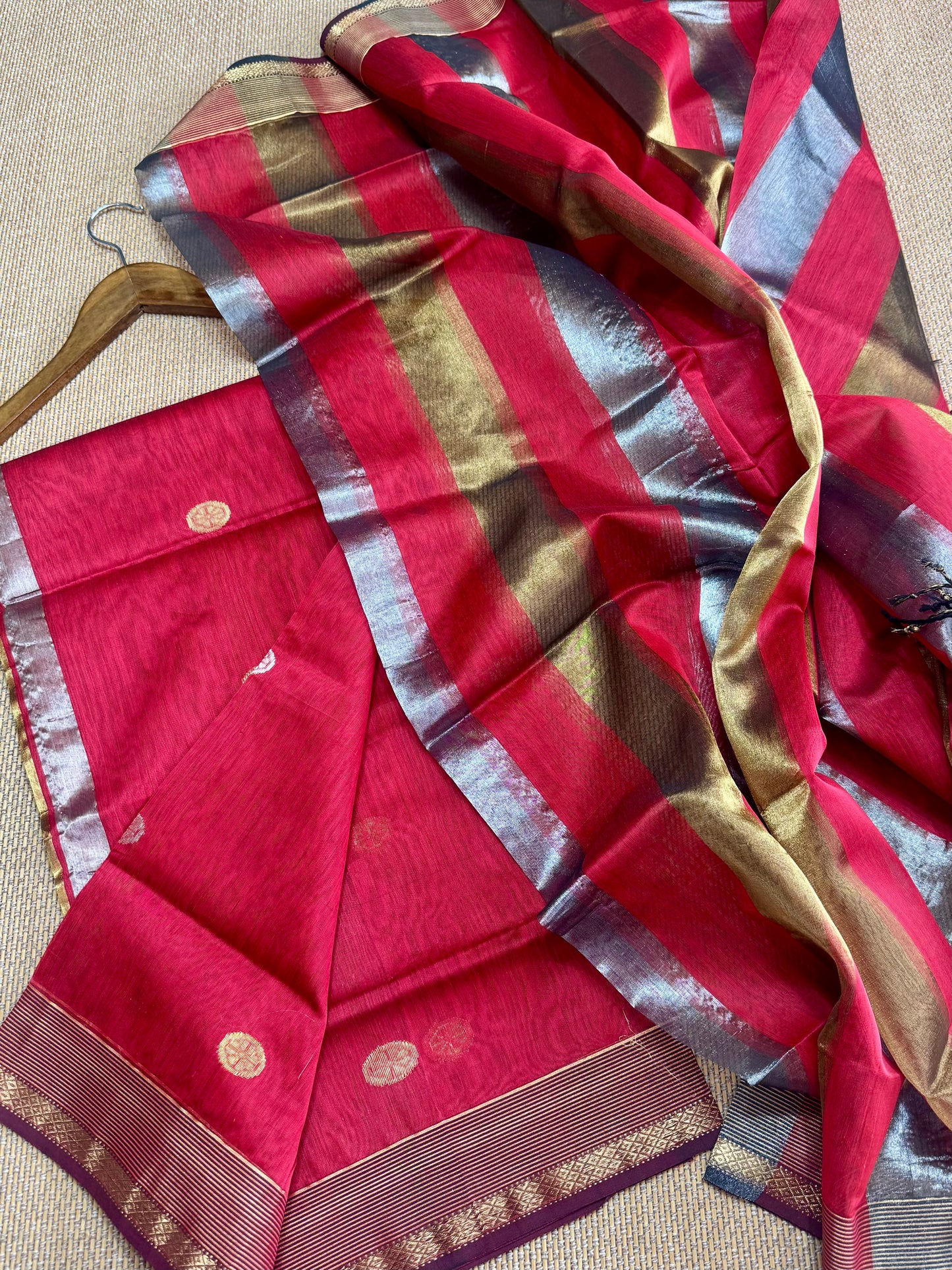 Pure Handloom Maheswari Silk Cotton Salwar Suit