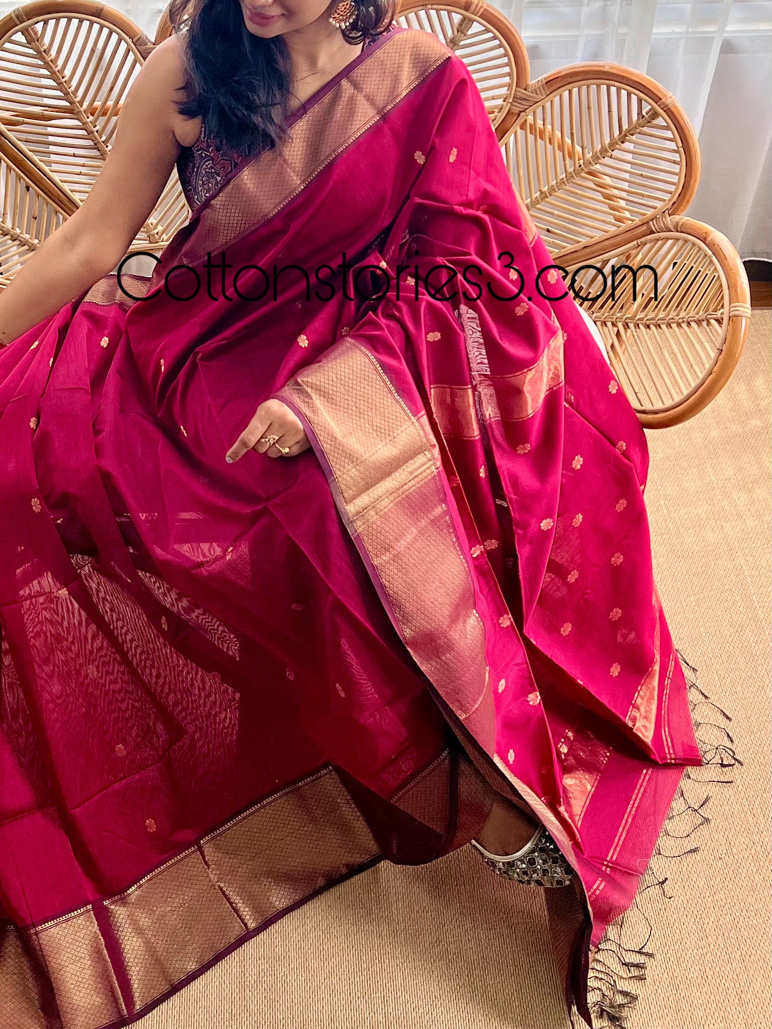Pink ! Pure Handloom Maheswar Silk Cotton Saree