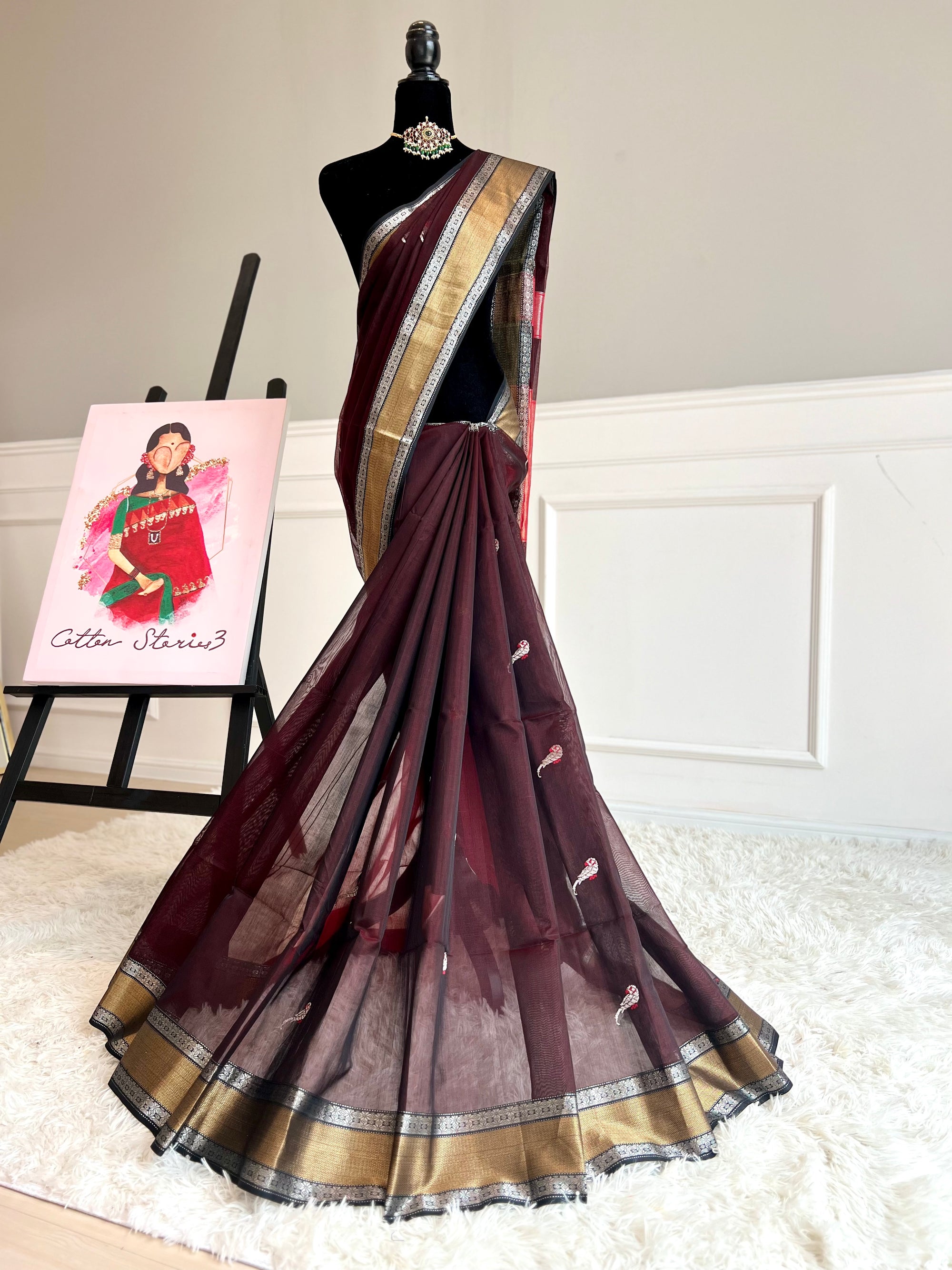 Pure Handloom Maheswar Silk Cotton Saree