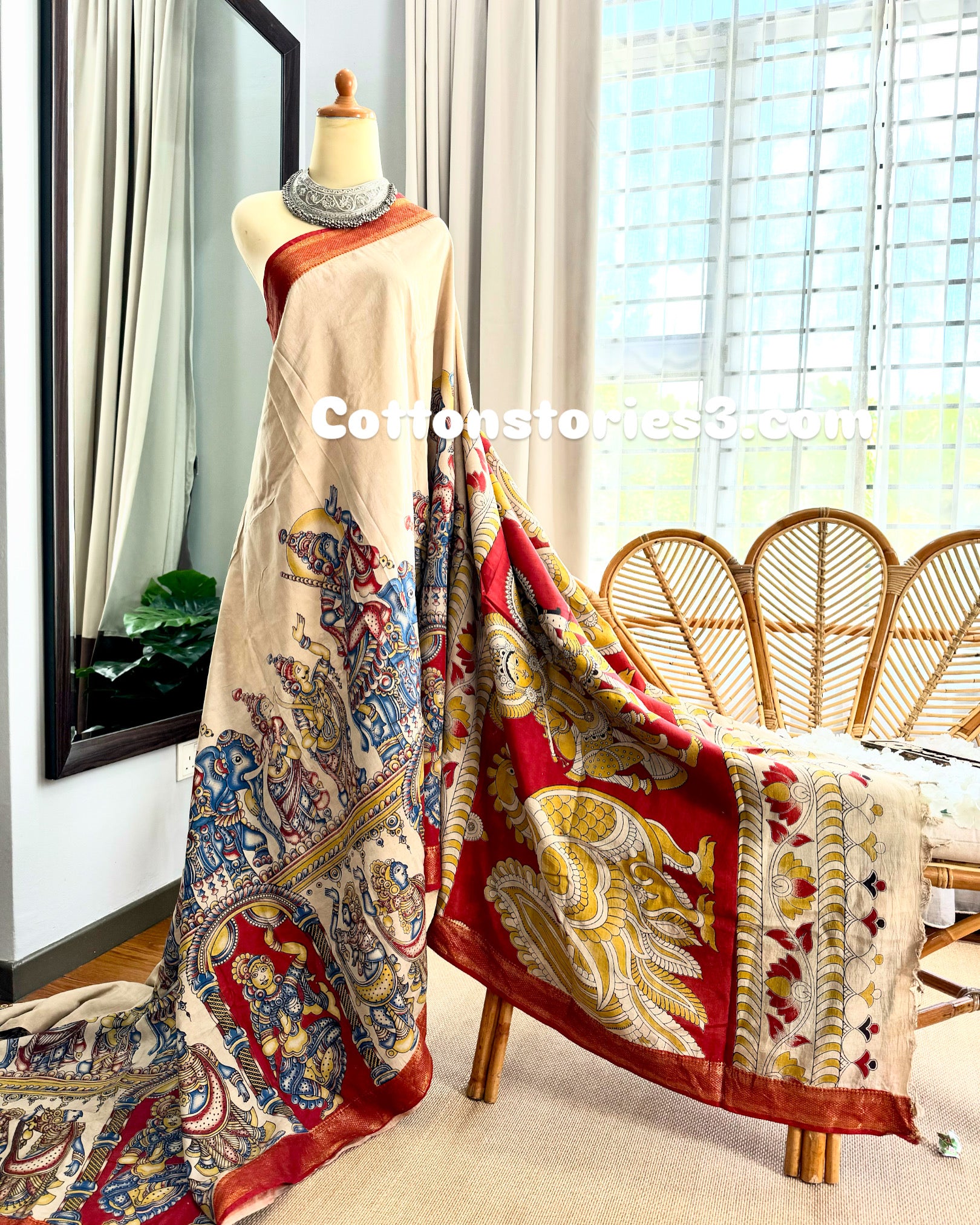 Nellore Silk Kalamkari Screen Print Saree