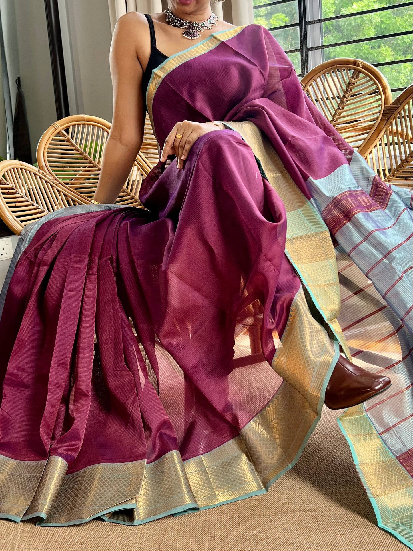 Pure Handloom Mangalagiri Pattu by cotton saree