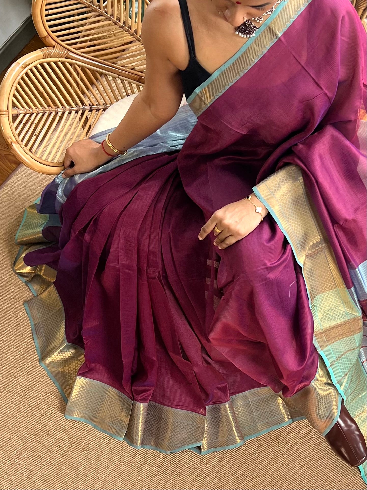 Pure Handloom Mangalagiri Pattu by cotton saree