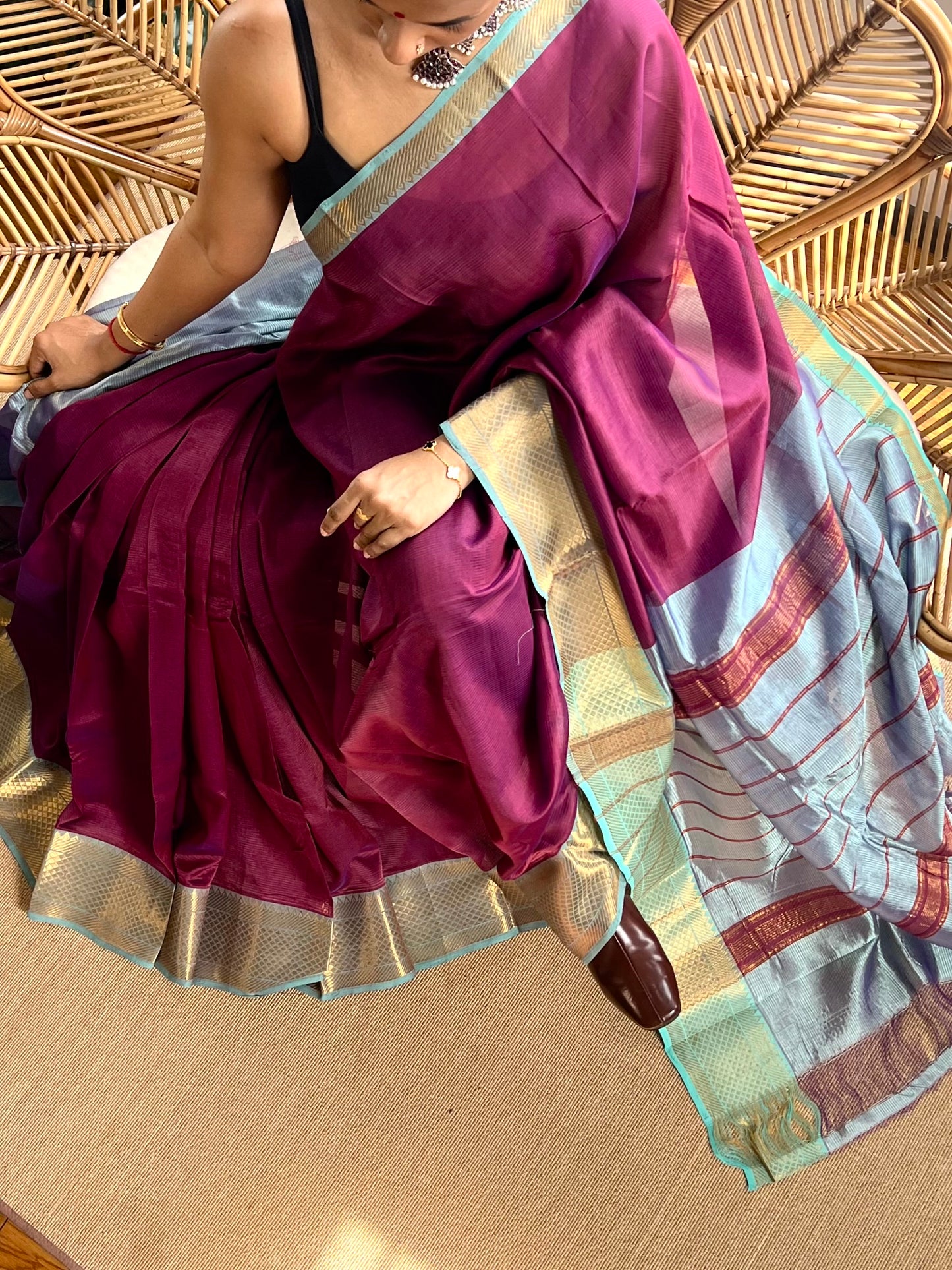 Pure Handloom Mangalagiri Pattu by cotton saree