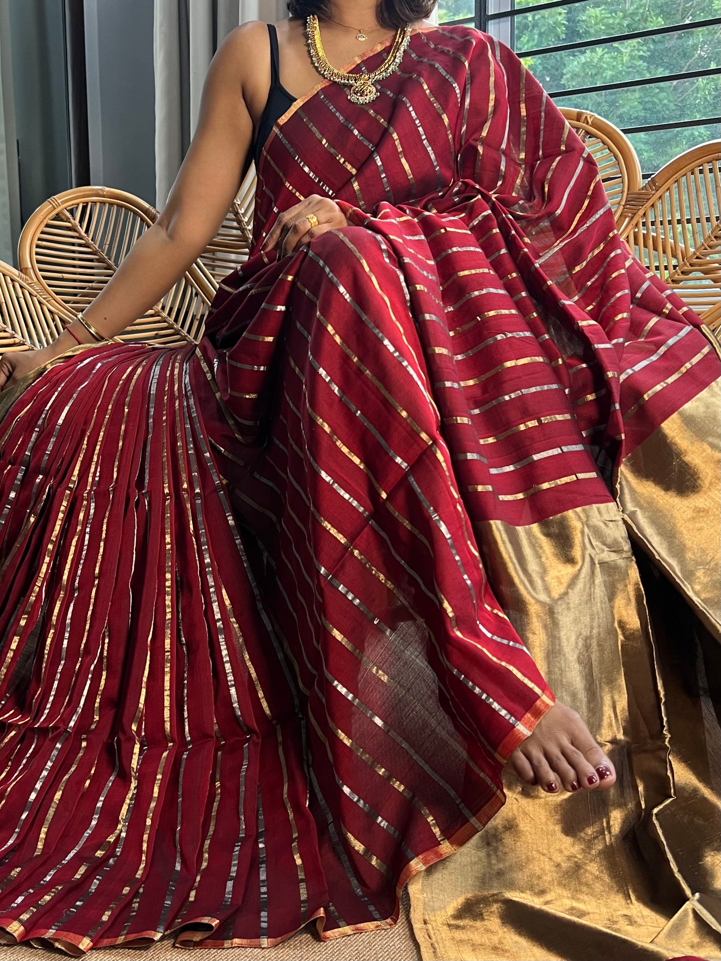 4 pedal loom Maheswar silk cotton saree
