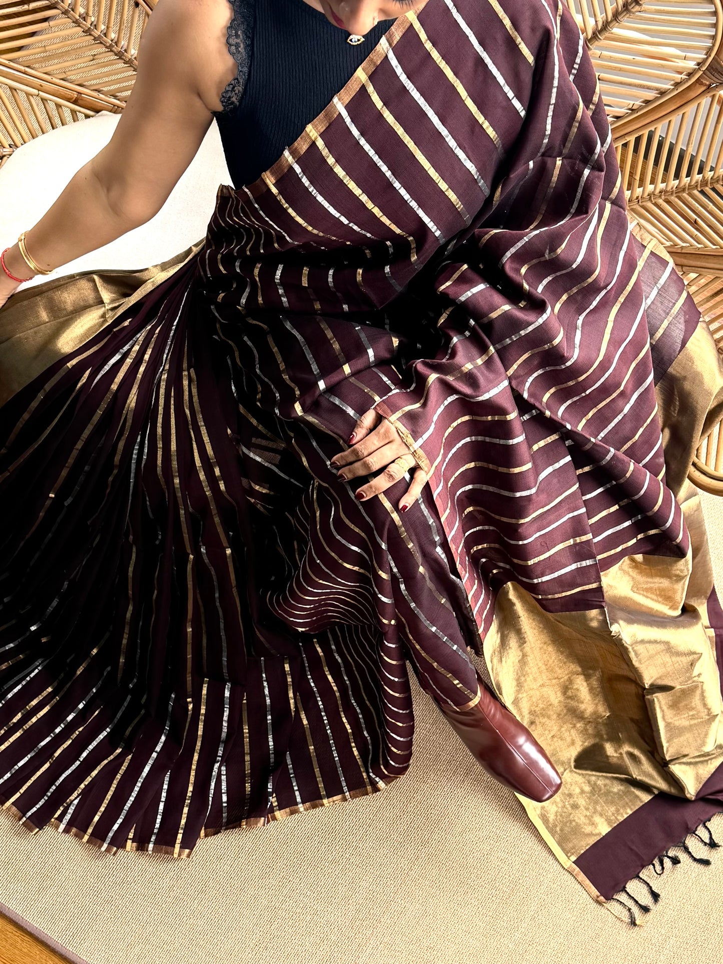4 pedal loom Maheswar silk cotton saree