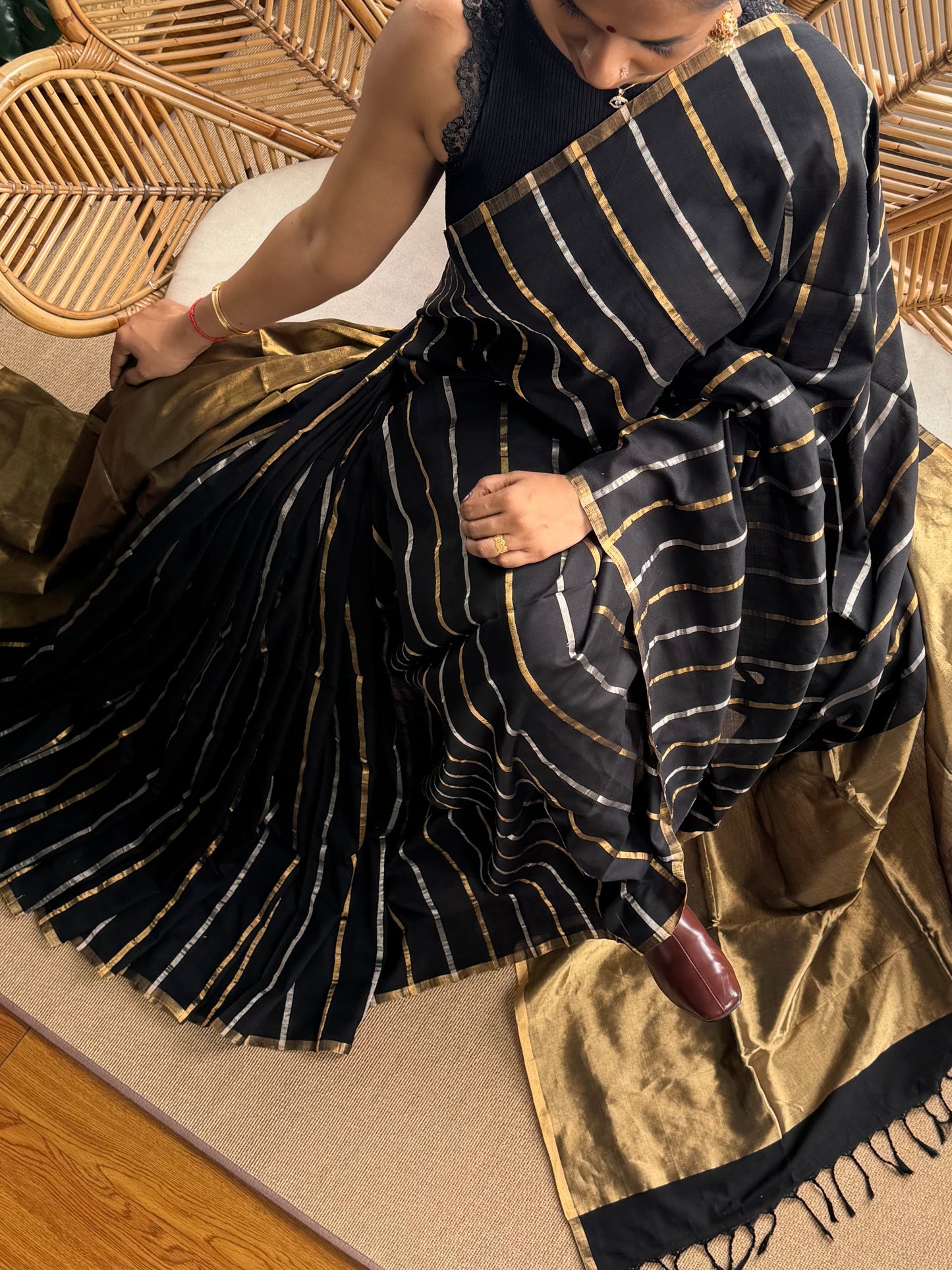 4 pedal loom Maheswar silk cotton saree