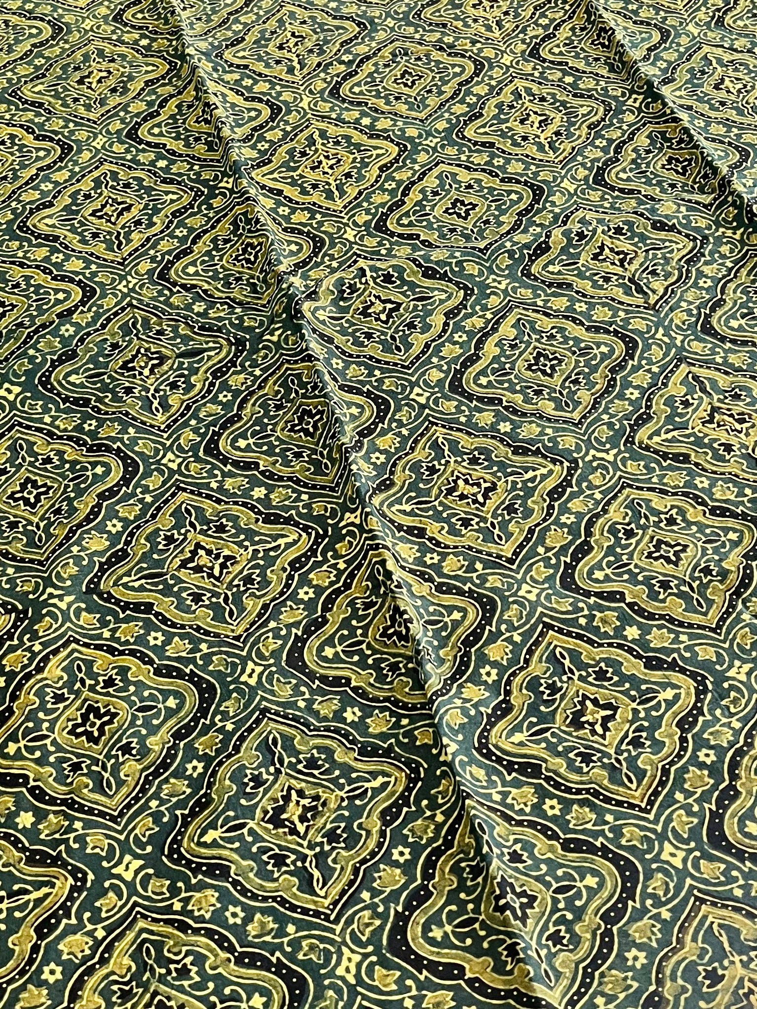 Ajrakh cotton fabrics ( base colour green  )
