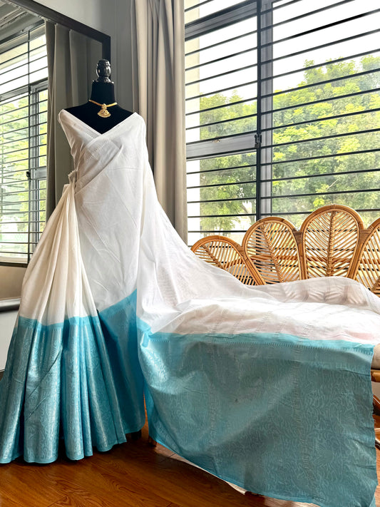 Yin yang Sungudi border saree