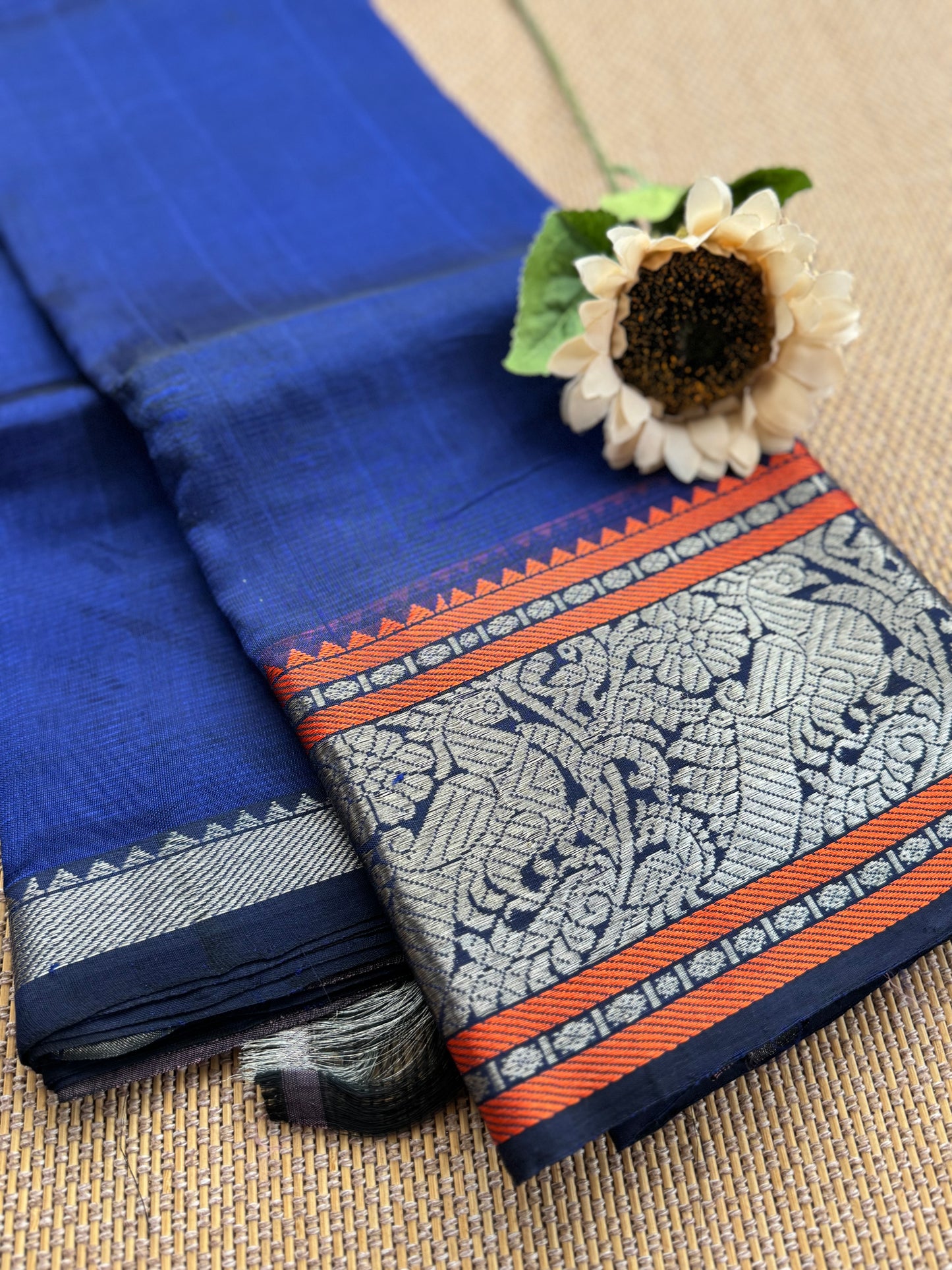 SALE !Pure Handloom Mangalagiri Semi Silk Cotton Saree