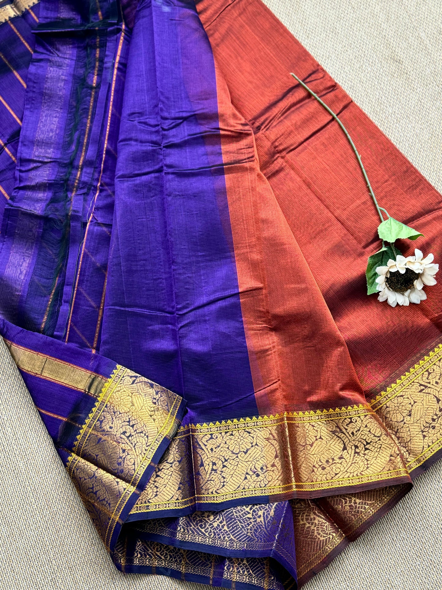 SALE !Pure Handloom Mangalagiri Semi Silk Cotton Saree