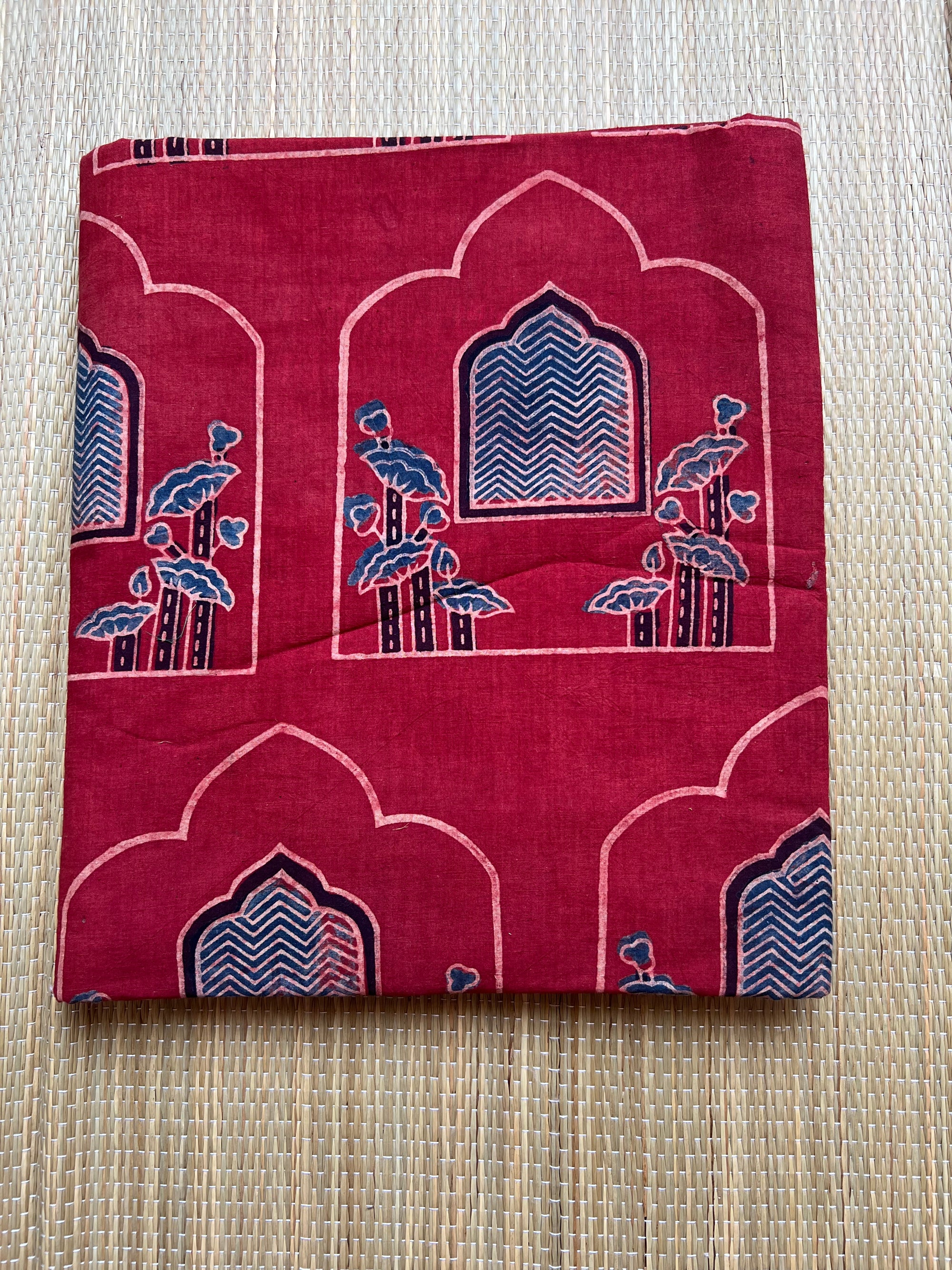 Ajrakh cotton fabrics ( base colour red ) with
