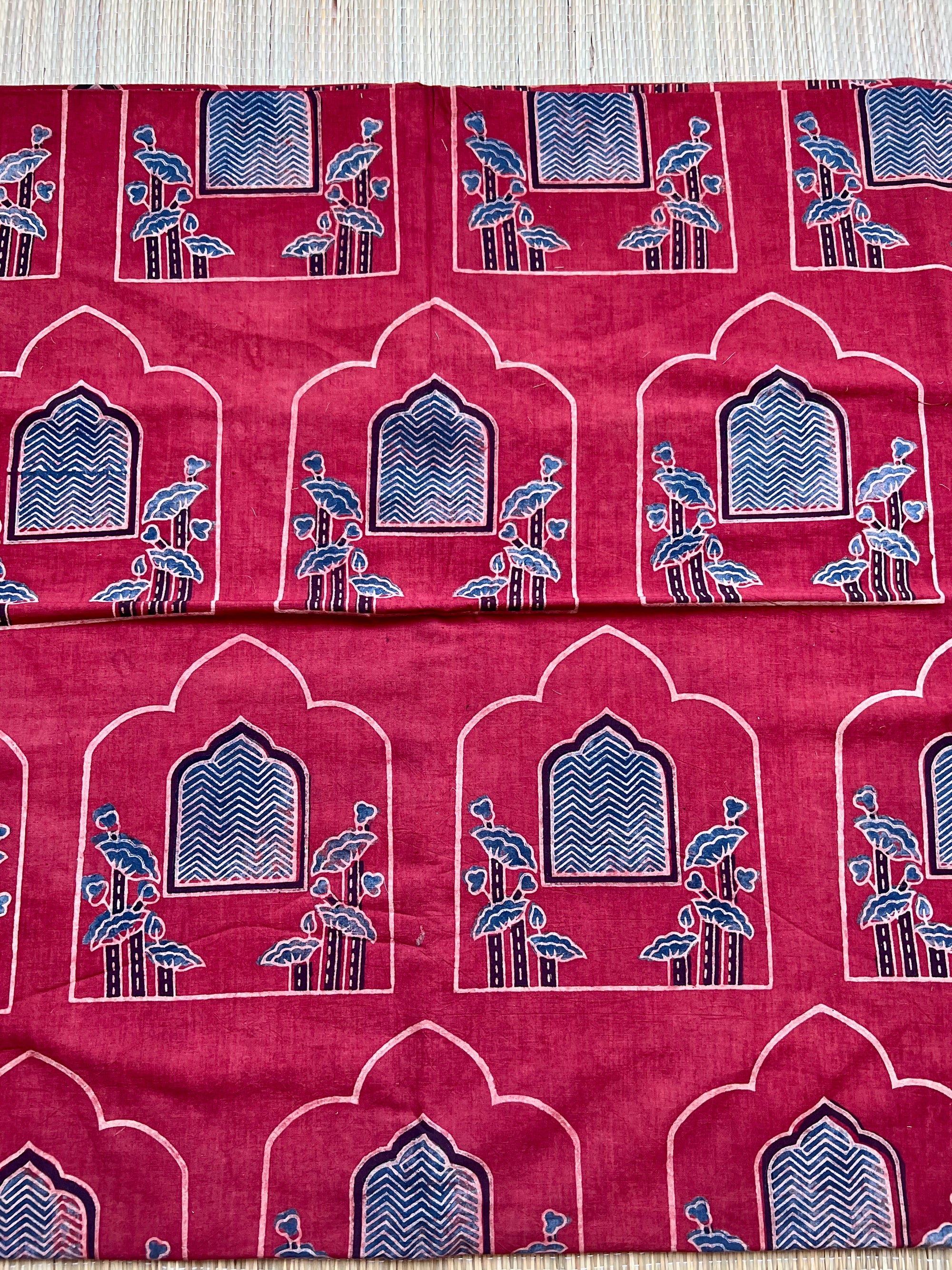 Ajrakh cotton fabrics ( base colour red ) with