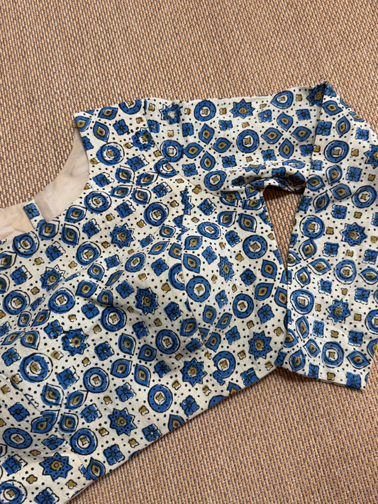 Ready Made Ajrakh Cotton Saree blouse