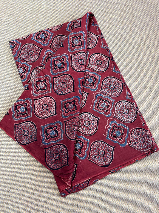 Pure Hand Block Print Ajrakh on Cotton Fabric