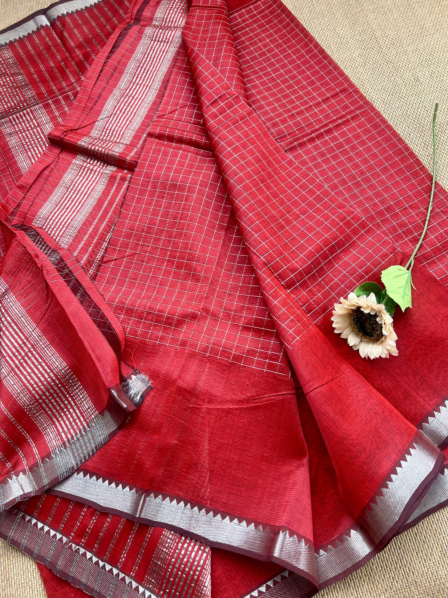 SALE !Pure Handloom Mangalagiri Semi Silk Cotton Saree