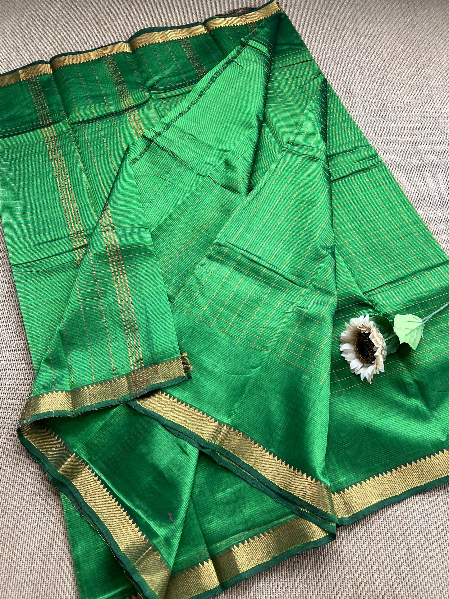 SALE !Pure Handloom Mangalagiri Semi Silk Cotton Saree